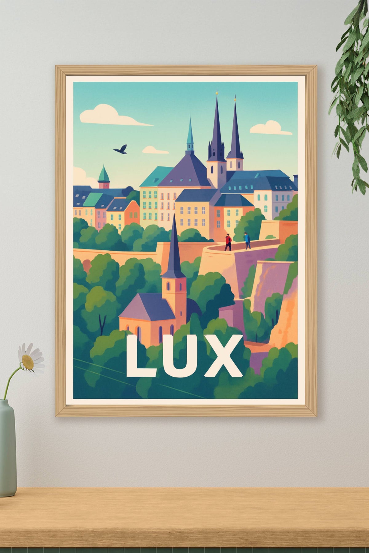 Affiche Luxembourg — Escapade paisible dans la vieille ville · poster d'art de Luxembourg