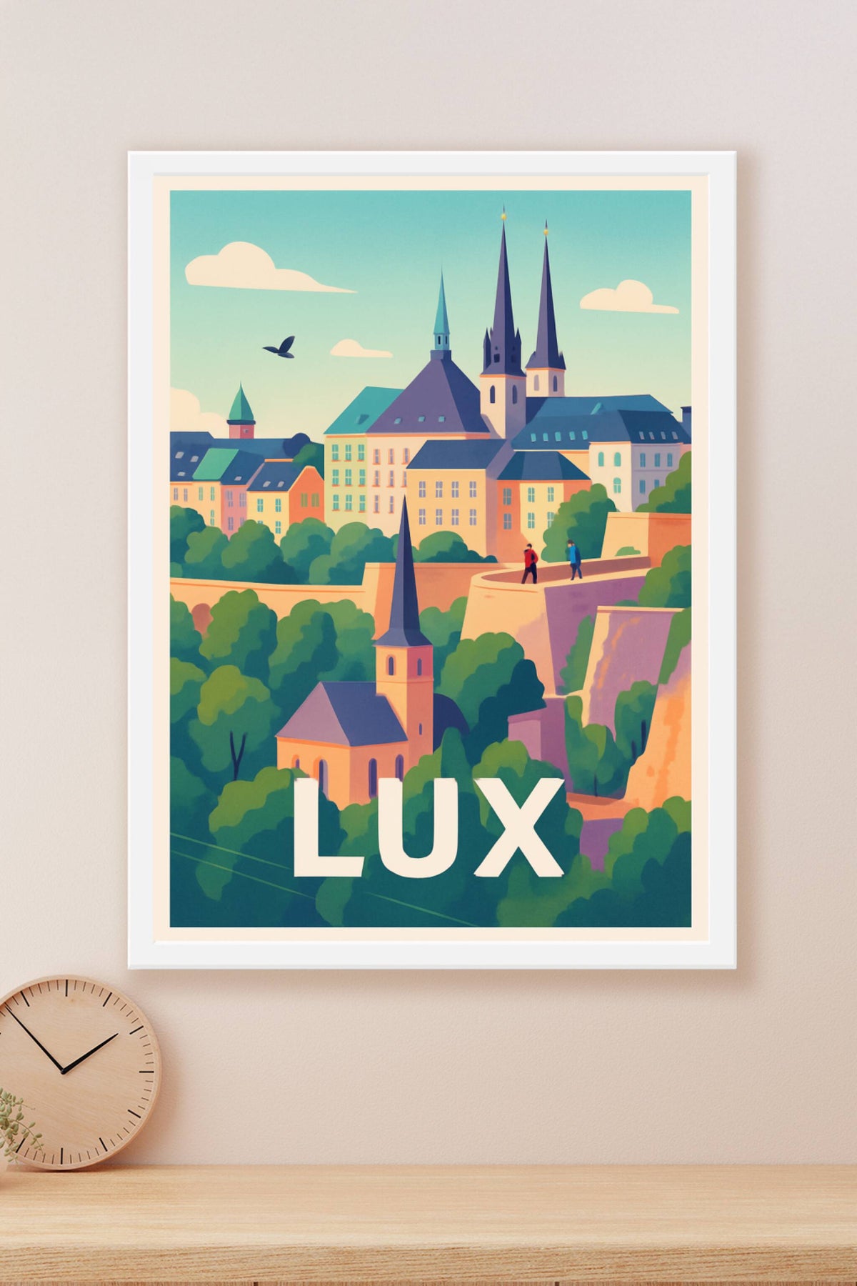 Affiche Luxembourg — Escapade paisible dans la vieille ville · poster d'art de Luxembourg