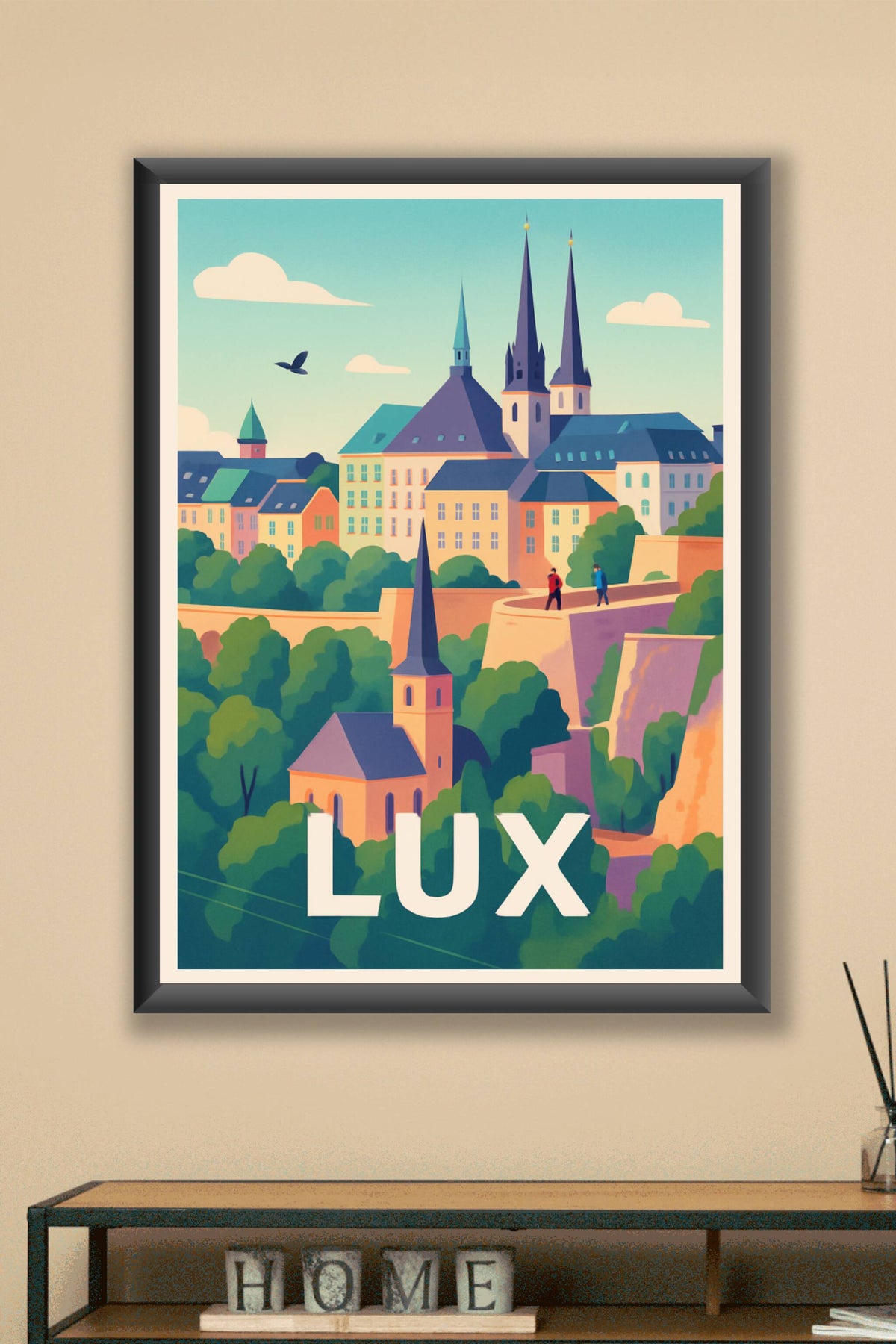 Affiche Luxembourg — Escapade paisible dans la vieille ville · poster d'art de Luxembourg