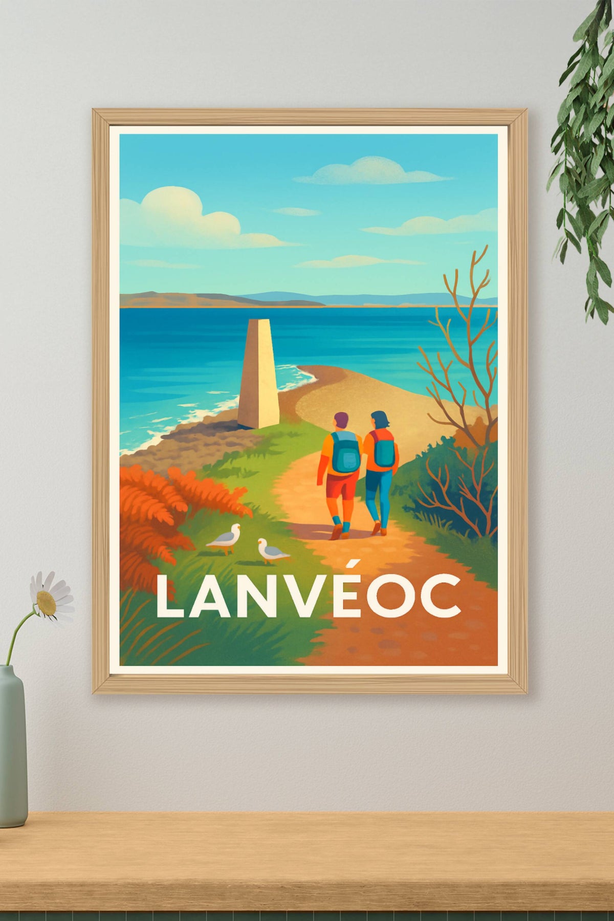 Affiche Lanvéoc — Promenade au bord de la mer · poster d'art de Lanvéoc