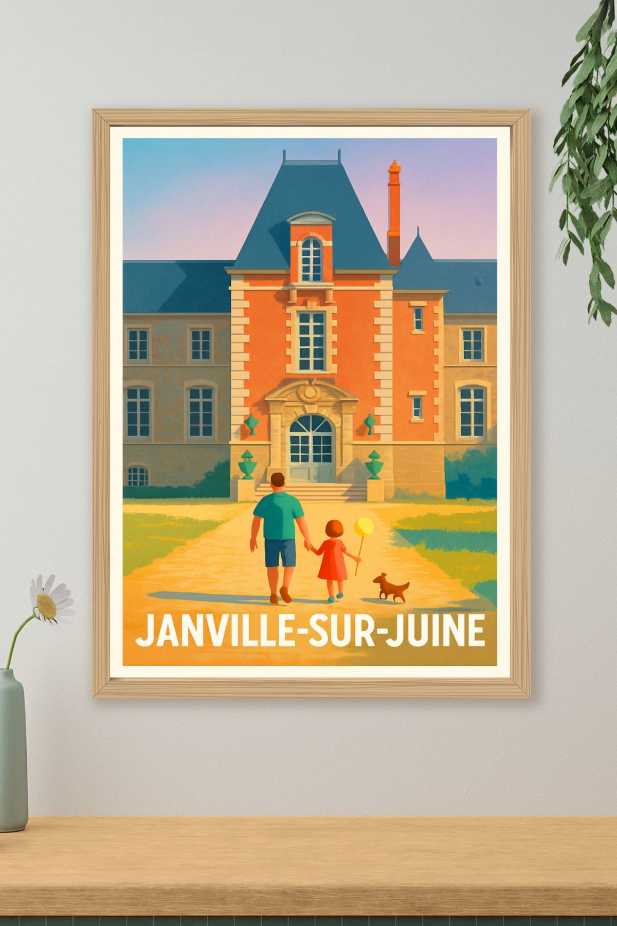 Affiche Janville-sur-Juine — Balade au château historique · poster d'art de Janville-sur-Juine