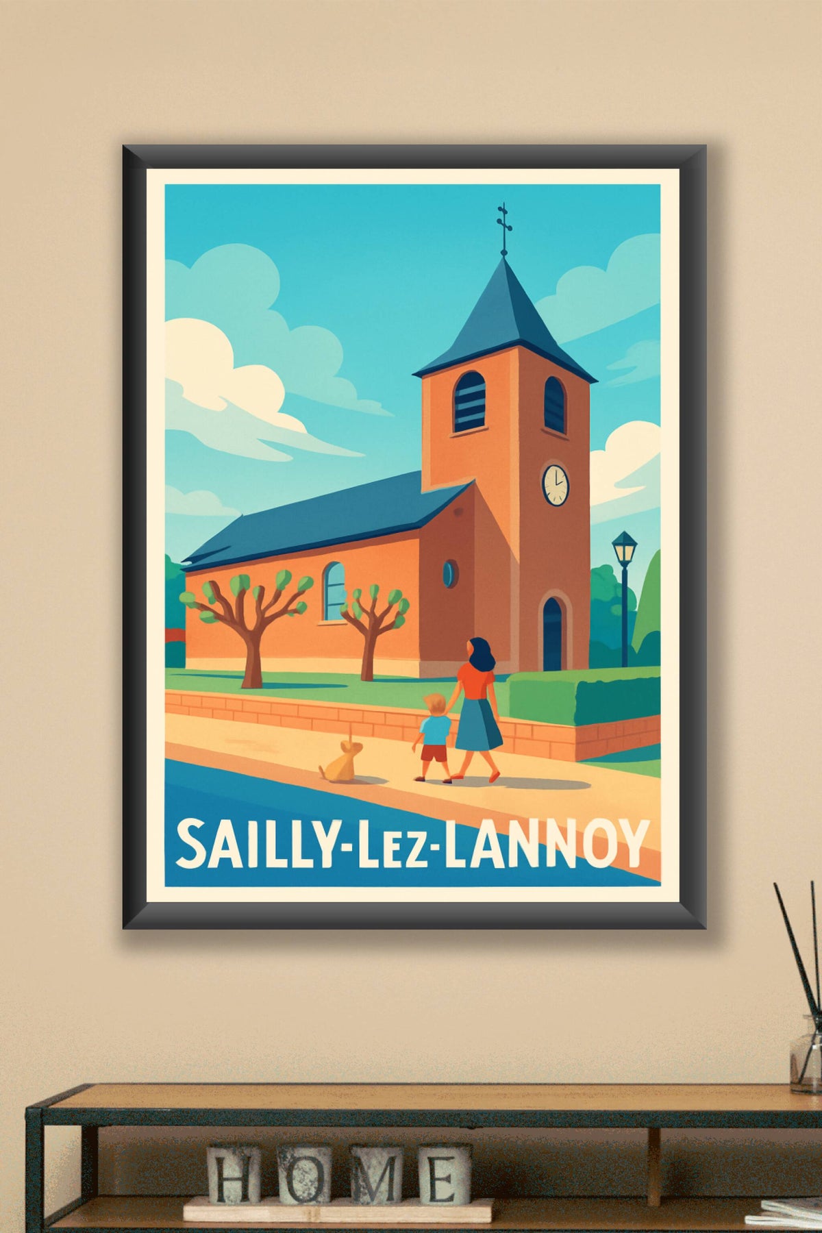 Affiche Sailly-lez-Lannoy — Charme paisible d'une église au cœur de la ville · poster d'art de Sailly-lez-Lannoy