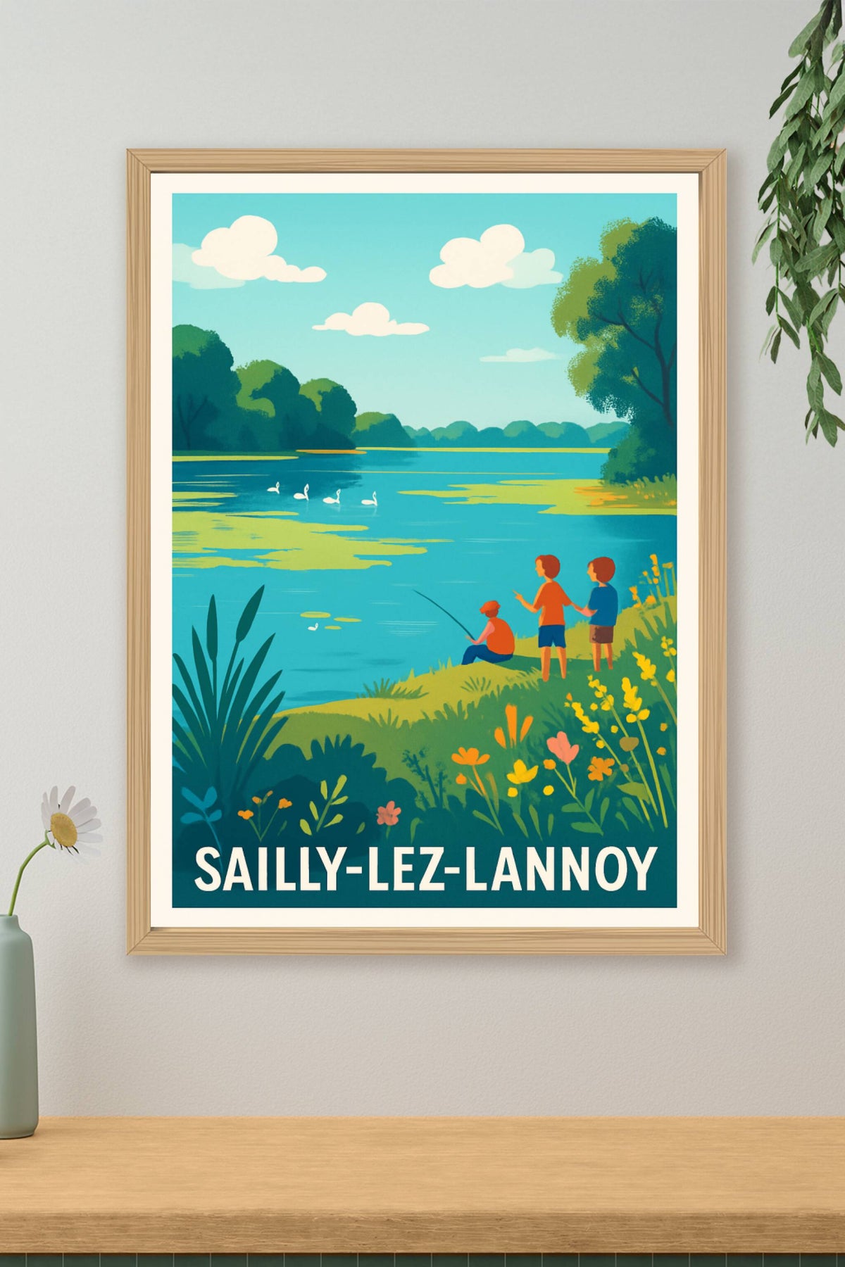 Affiche Sailly-Lez-Lannoy — Évasion nature au bord de l'eau · poster d'art de Sailly-Lez-Lannoy