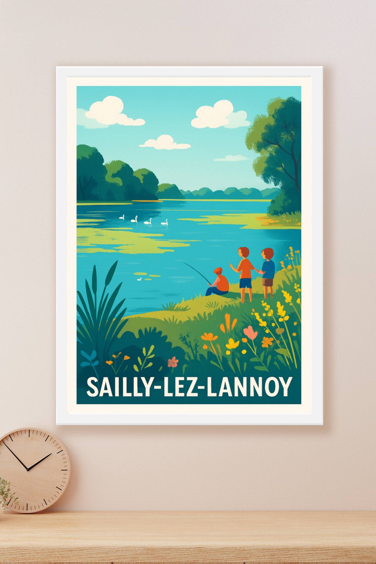 Affiche Sailly-Lez-Lannoy — Évasion nature au bord de l'eau · poster d'art de Sailly-Lez-Lannoy