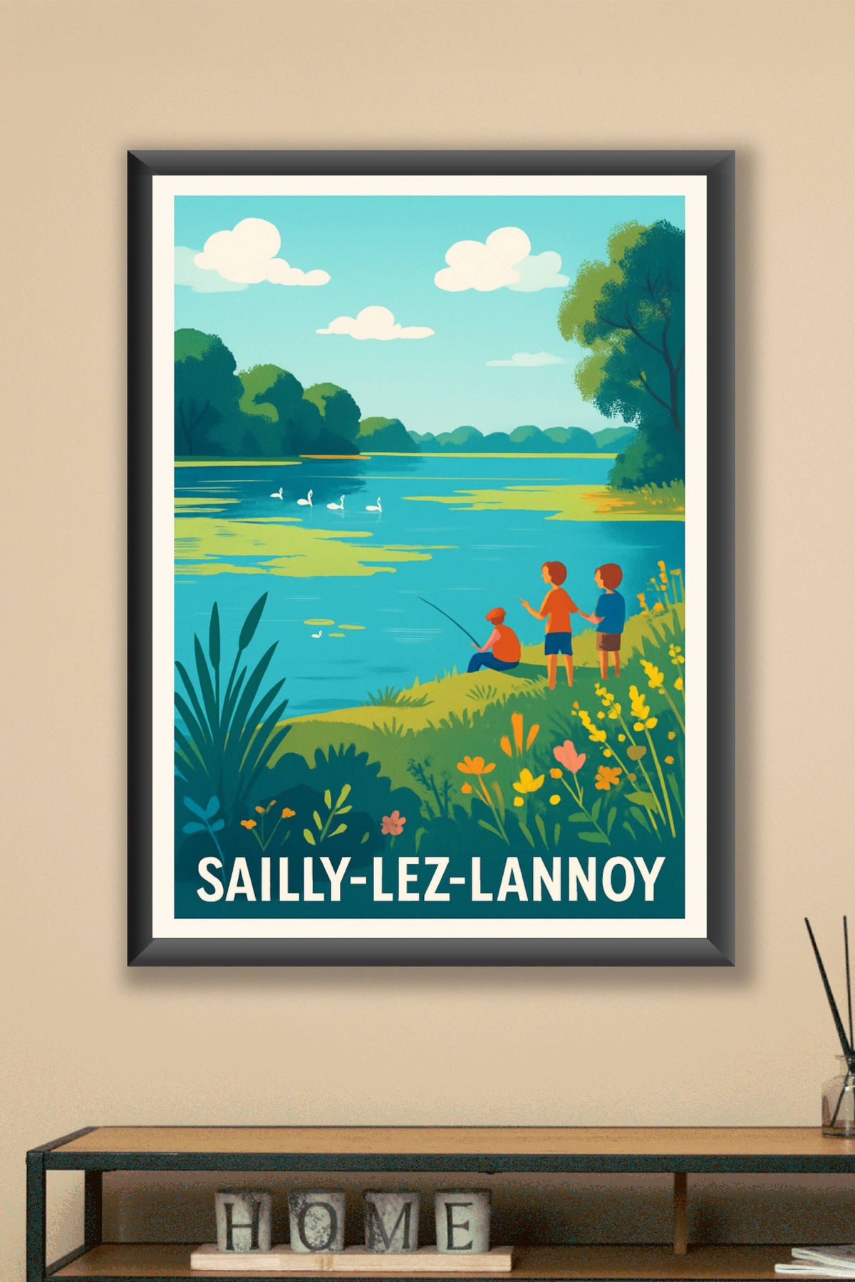 Affiche Sailly-Lez-Lannoy — Évasion nature au bord de l'eau · poster d'art de Sailly-Lez-Lannoy