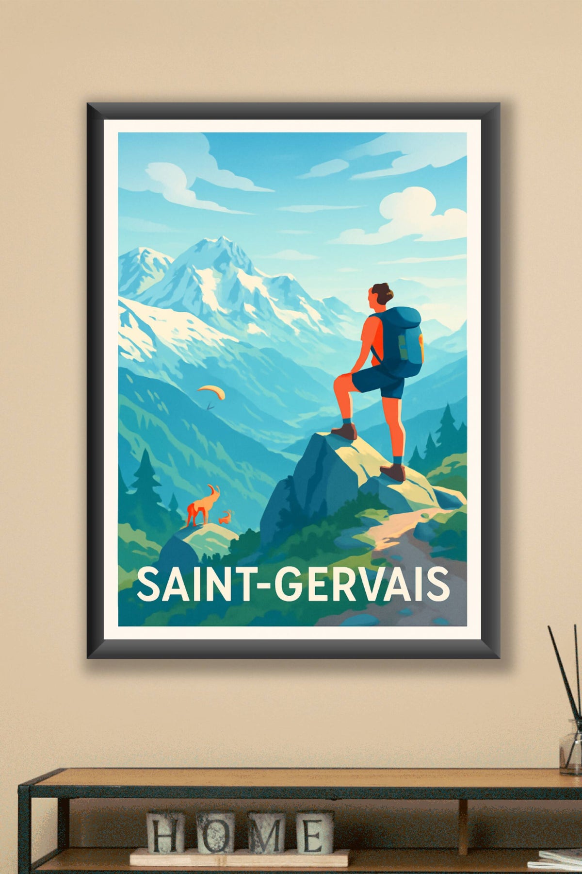 Affiche Saint-Gervais — L'appel des montagnes alpines · poster d'art de Saint-Gervais