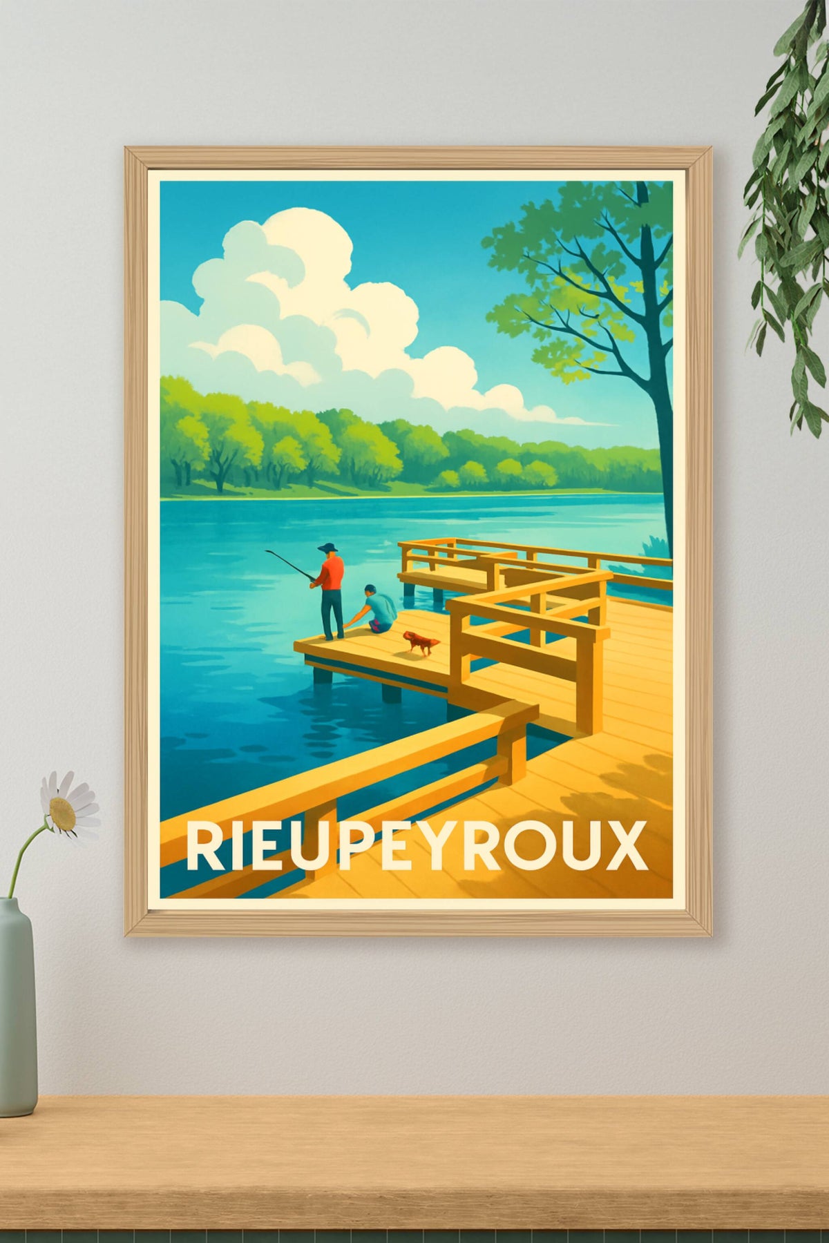 Affiche Rieupeyroux — Escapade paisible au bord de l'eau · poster d'art de Rieupeyroux