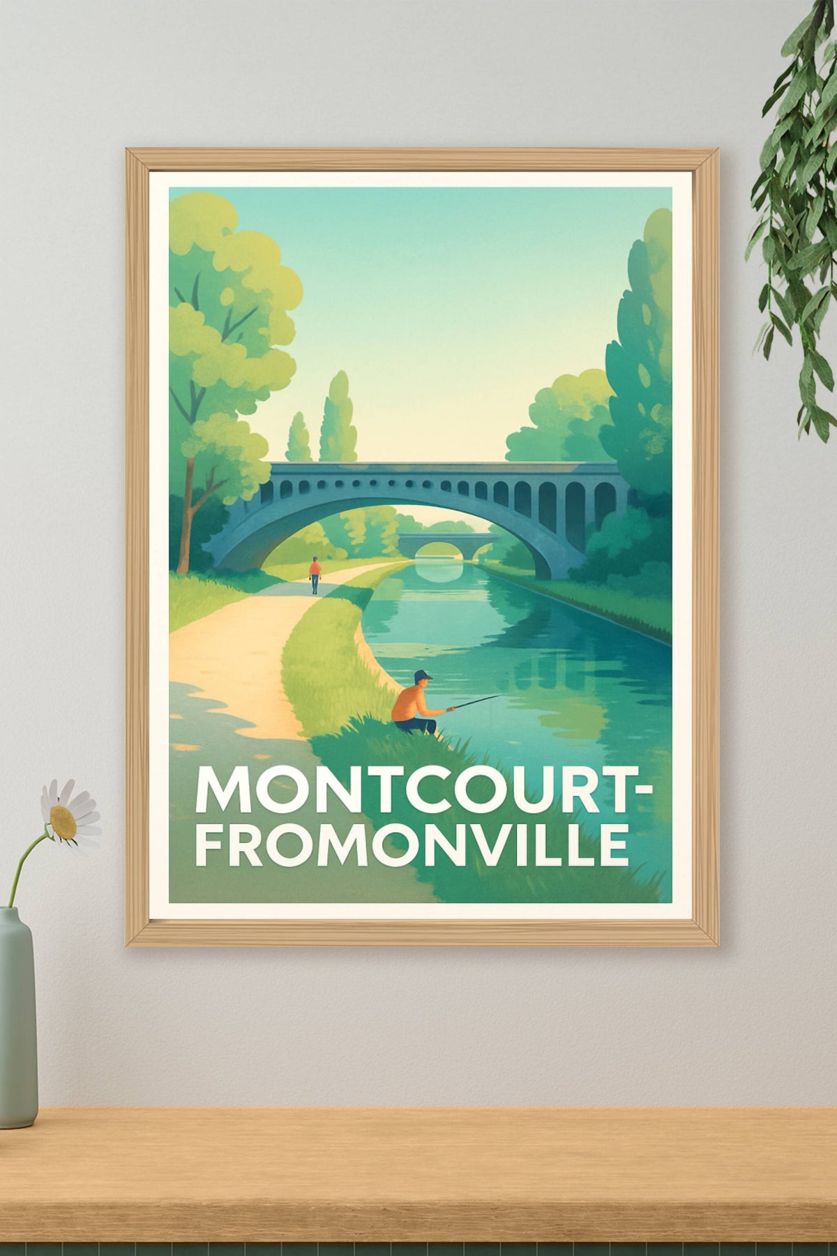 Affiche Montcourt-Fromonville — Sérénité au bord du canal · poster d'art de Montcourt-Fromonville
