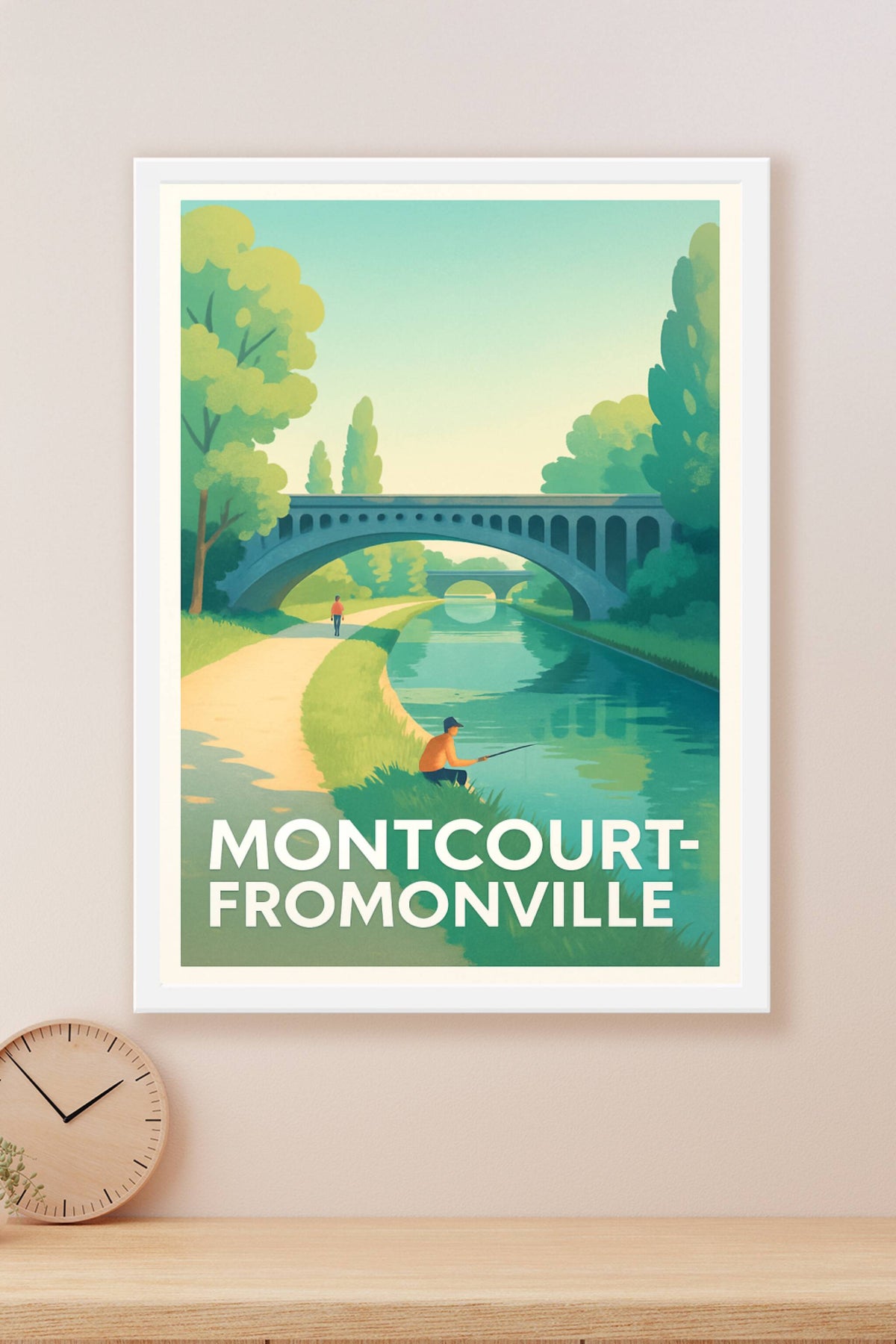 Affiche Montcourt-Fromonville — Sérénité au bord du canal · poster d'art de Montcourt-Fromonville