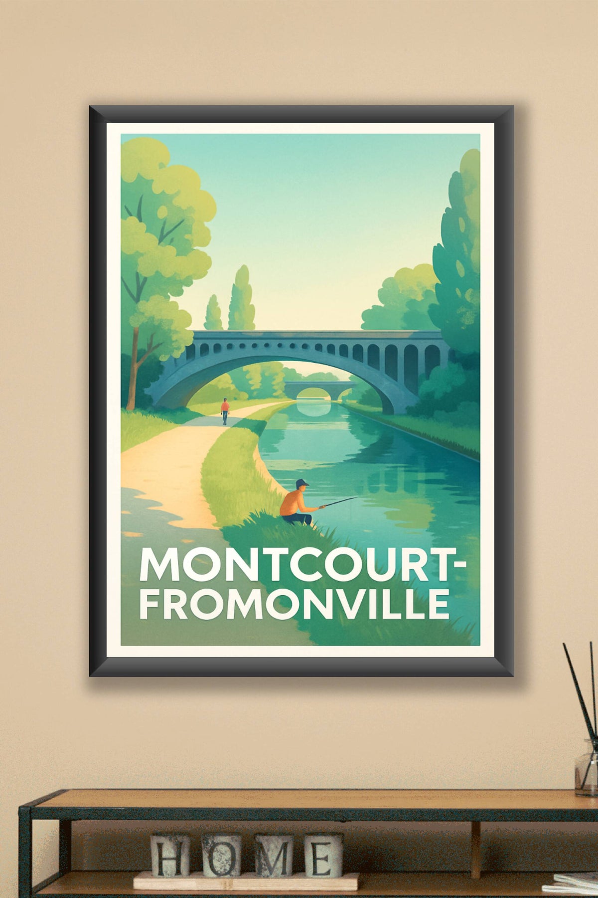 Affiche Montcourt-Fromonville — Sérénité au bord du canal · poster d'art de Montcourt-Fromonville