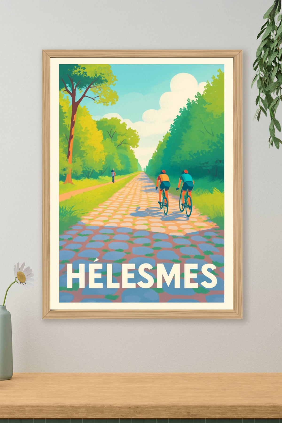 Affiche Hélèsmes — L'appel de la nature et du cyclisme · poster d'art de Hélèsmes
