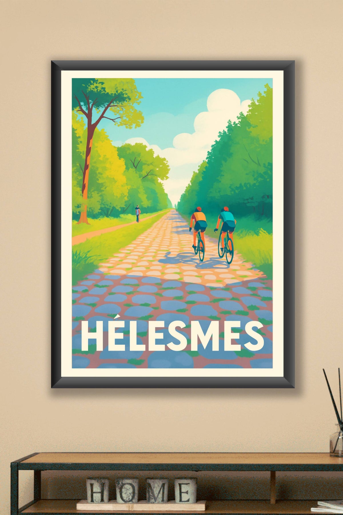 Affiche Hélèsmes — L'appel de la nature et du cyclisme · poster d'art de Hélèsmes