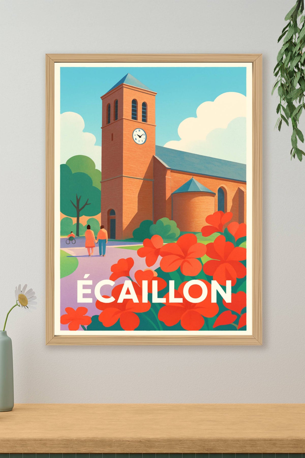 Affiche Écaillon — Tranquillité et charme au fil du clocher · poster d'art de Écaillon