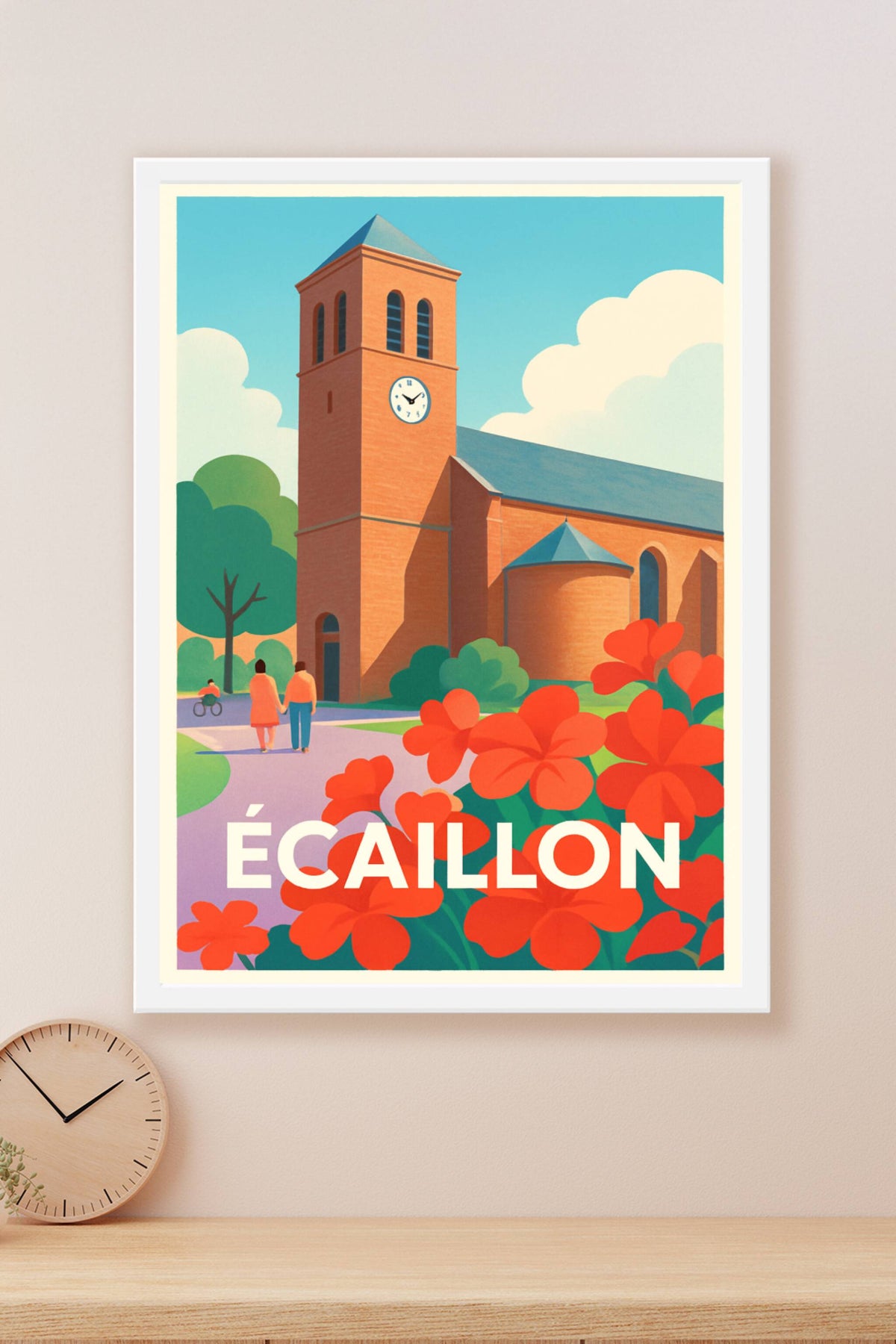 Affiche Écaillon — Tranquillité et charme au fil du clocher · poster d'art de Écaillon