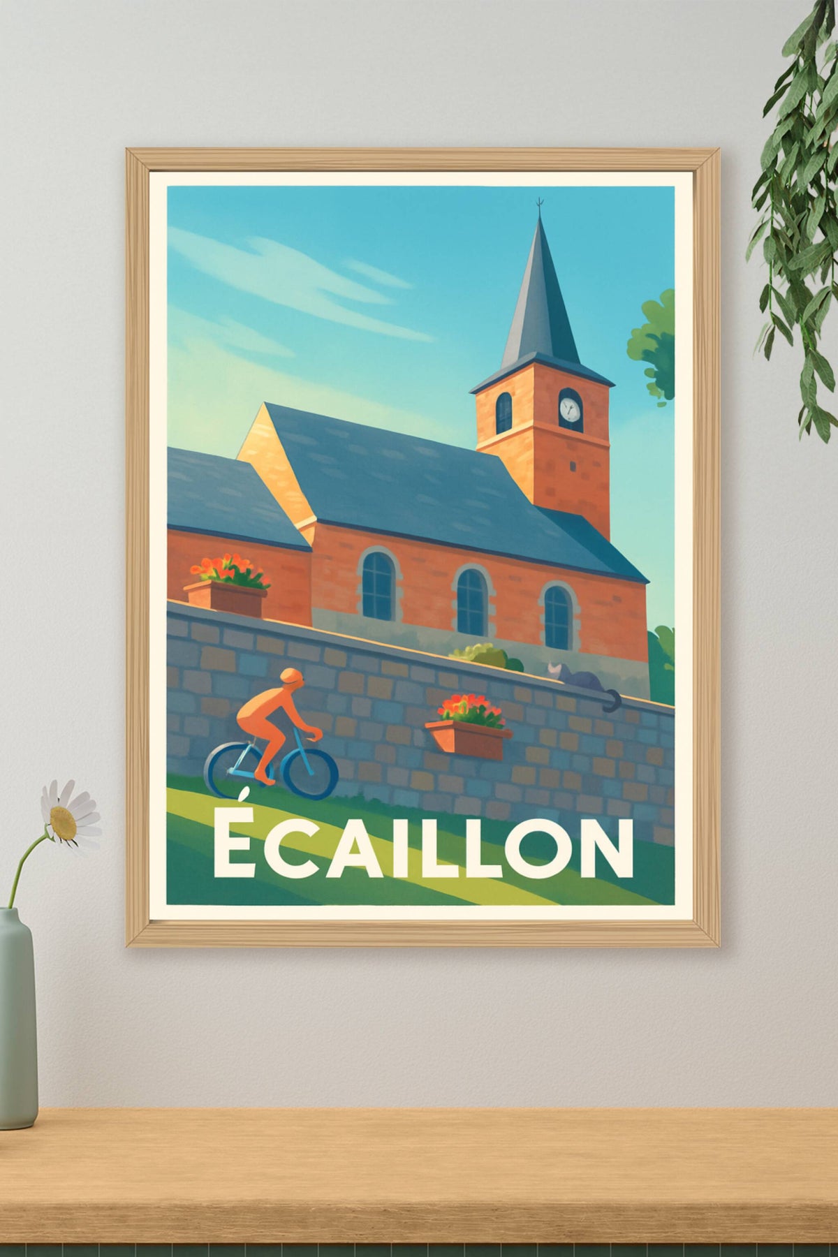 Affiche Écaillon — Charme et sérénité à vélo · poster d'art de Écaillon