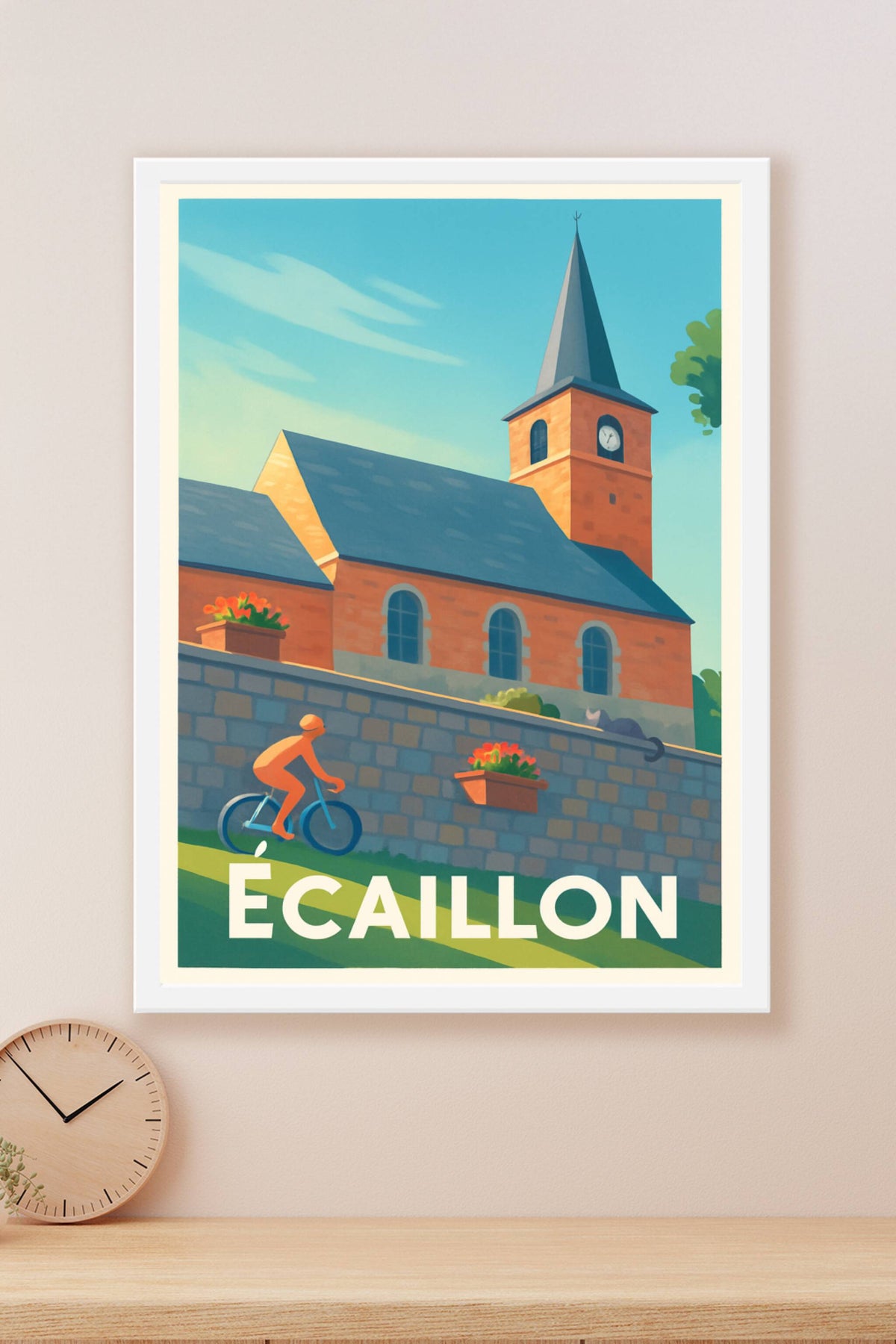 Affiche Écaillon — Charme et sérénité à vélo · poster d'art de Écaillon