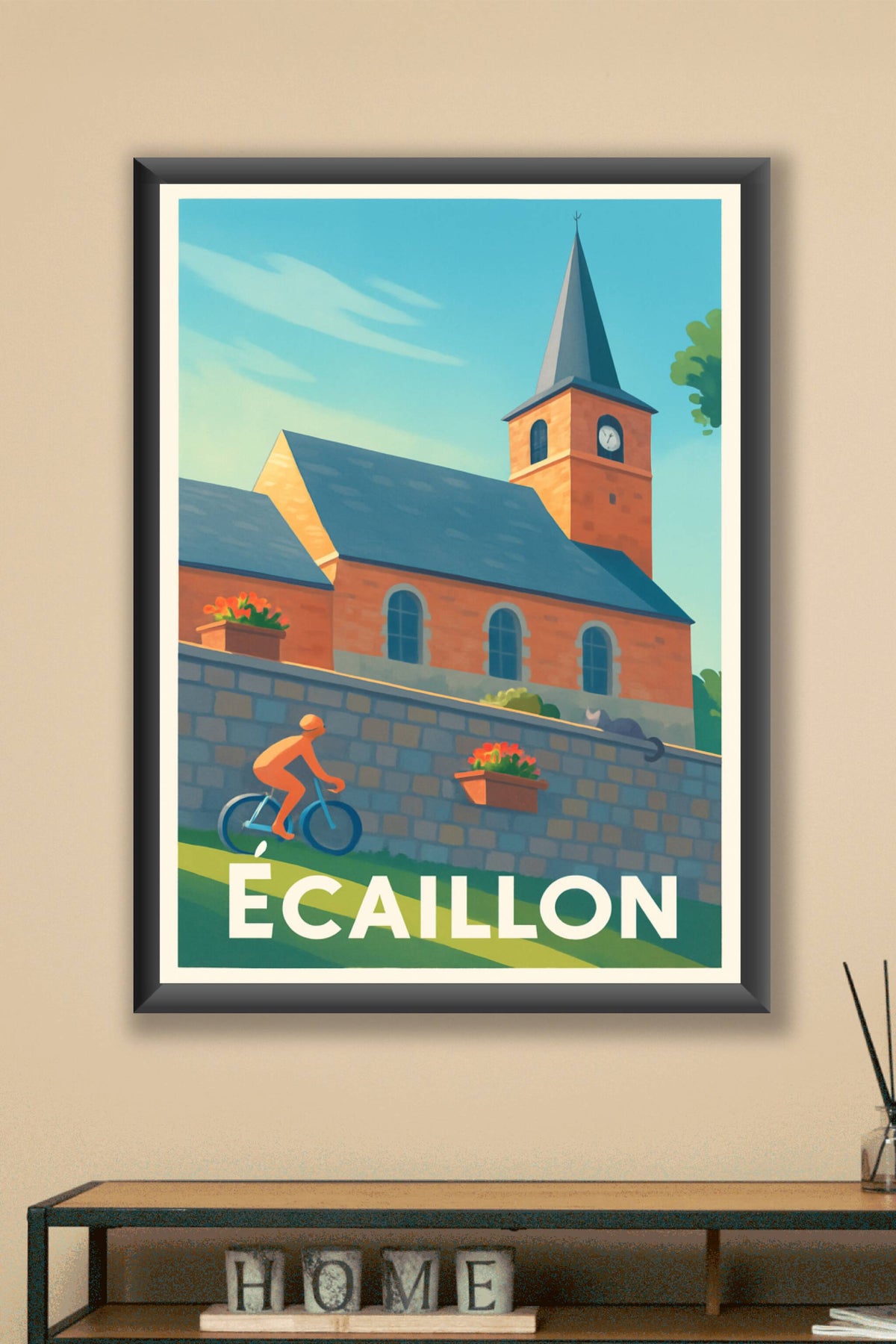Affiche Écaillon — Charme et sérénité à vélo · poster d'art de Écaillon