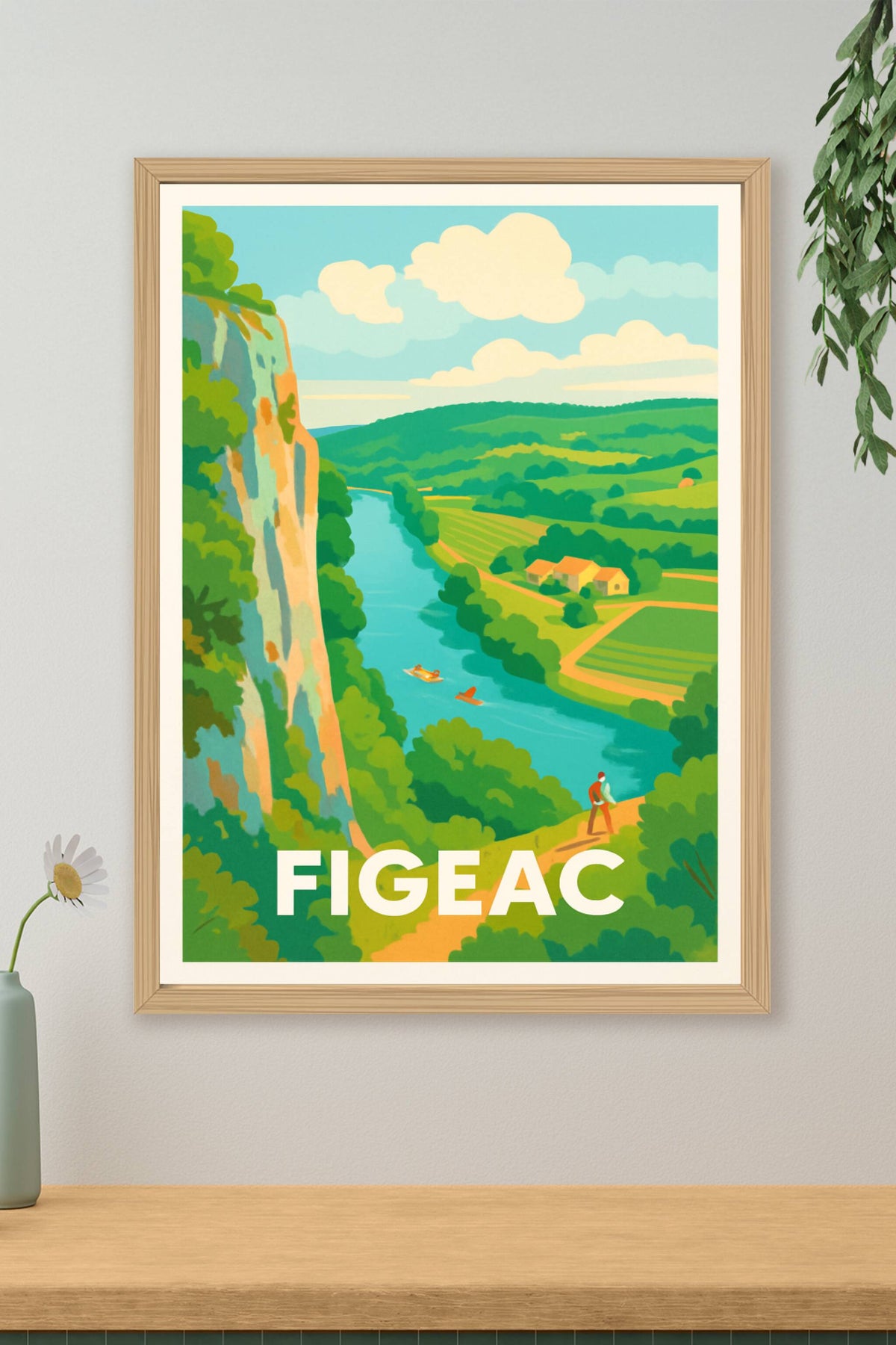 Affiche Figeac — Évasion nature au bord de la rivière · poster d'art de Figeac
