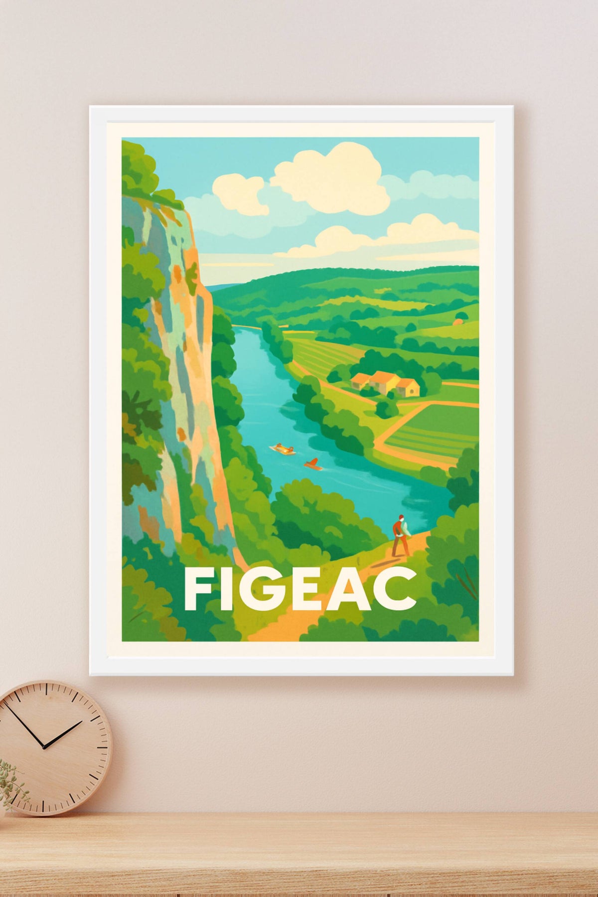 Affiche Figeac — Évasion nature au bord de la rivière · poster d'art de Figeac