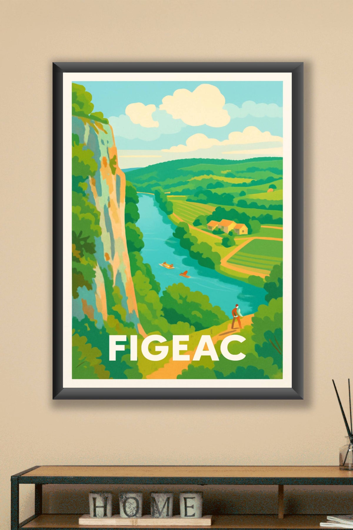 Affiche Figeac — Évasion nature au bord de la rivière · poster d'art de Figeac