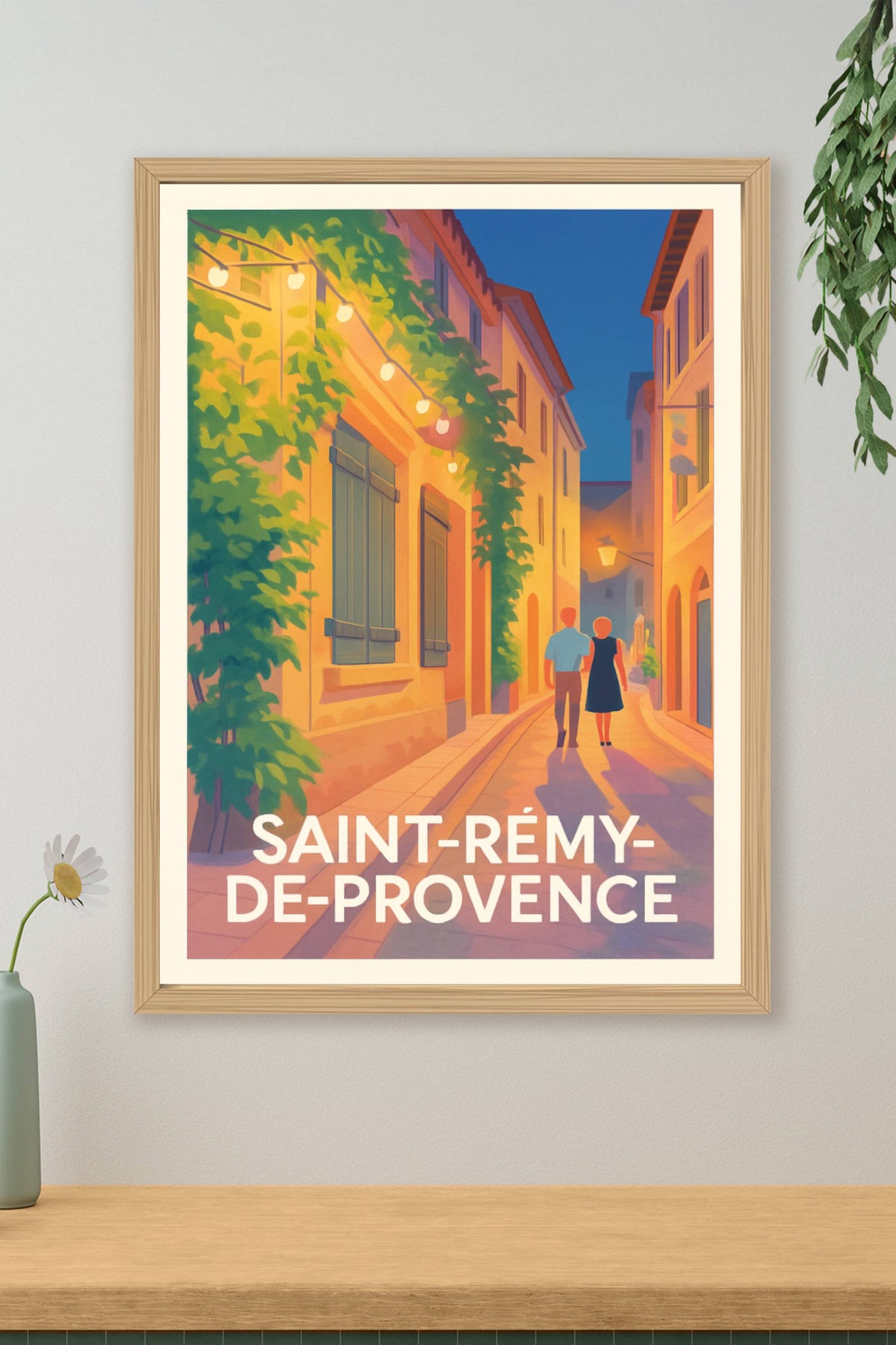 Affiche Saint-Rémy-de-Provence — Flânerie romantique au crépuscule · poster d'art de Saint-Rémy-de-Provence
