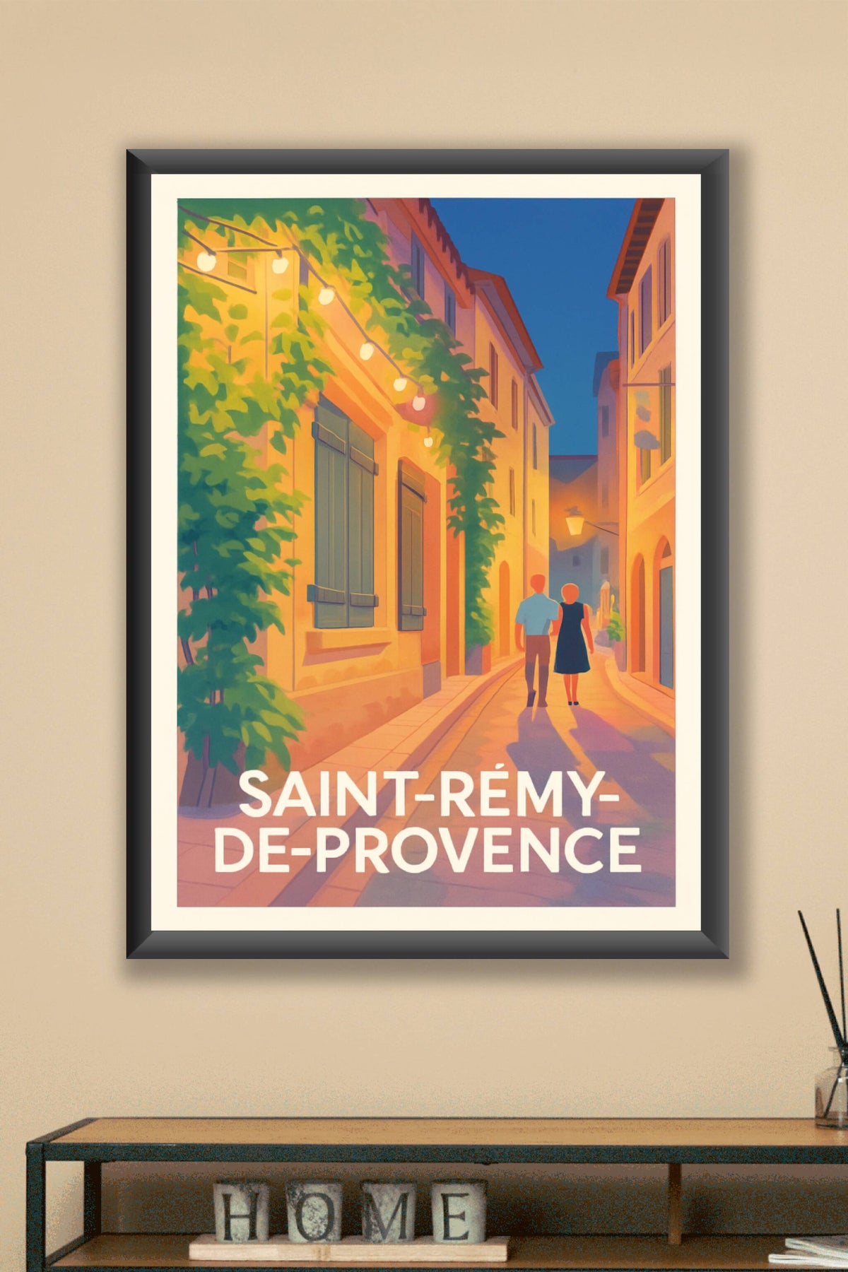 Affiche Saint-Rémy-de-Provence — Flânerie romantique au crépuscule · poster d'art de Saint-Rémy-de-Provence