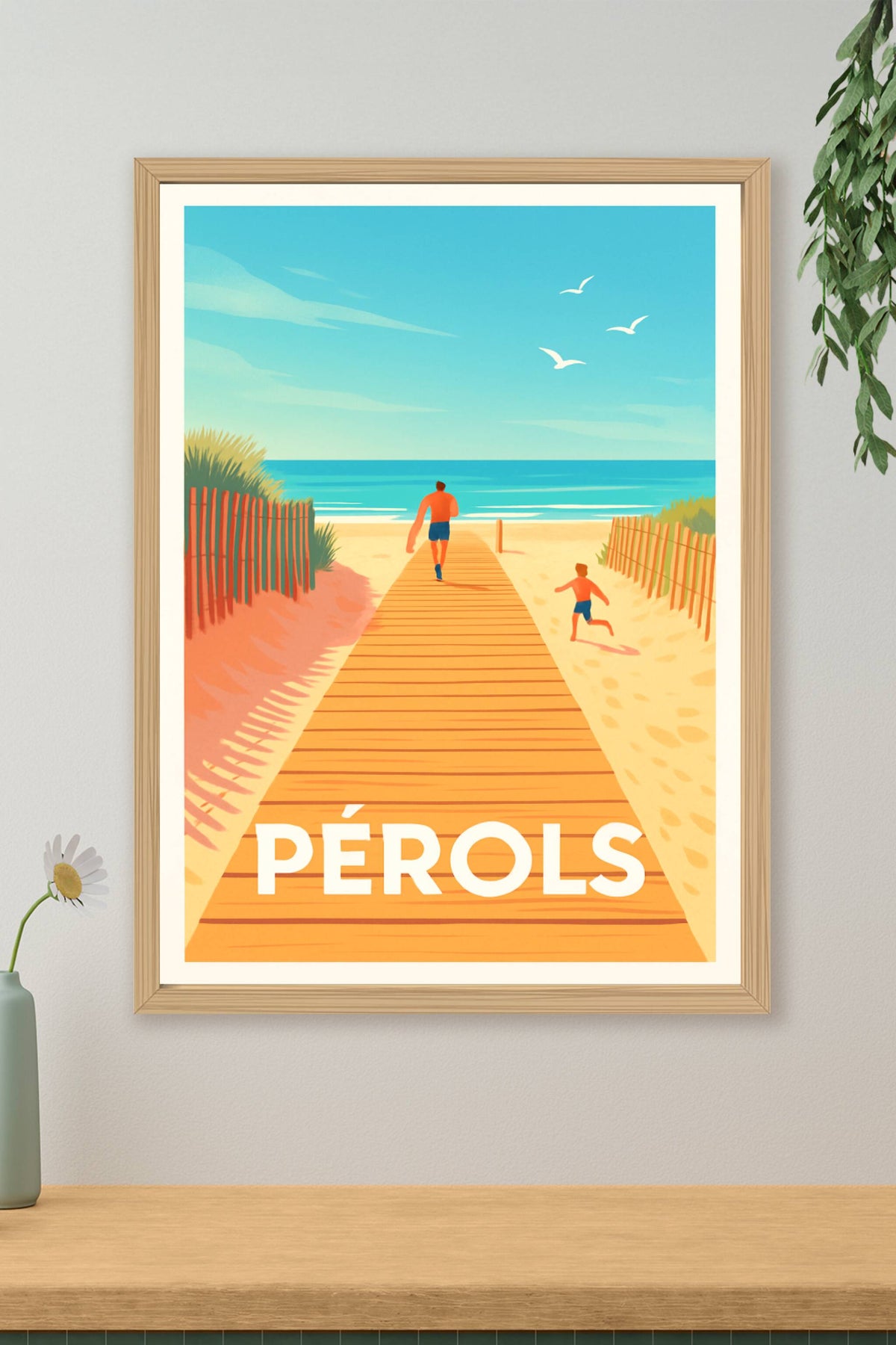 Affiche Pérols — Évasion balnéaire ensoleillée · poster d'art de Pérols