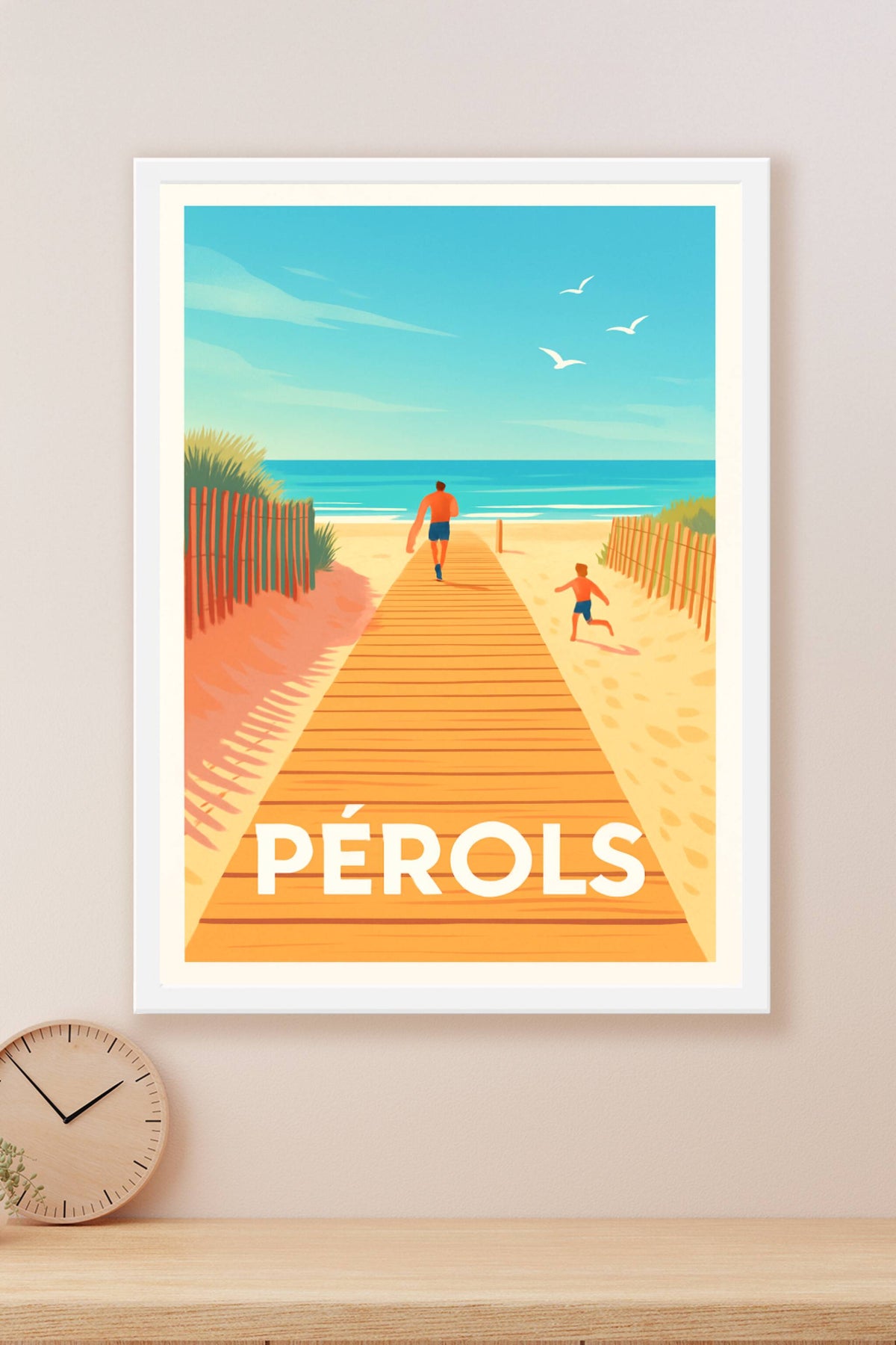 Affiche Pérols — Évasion balnéaire ensoleillée · poster d'art de Pérols