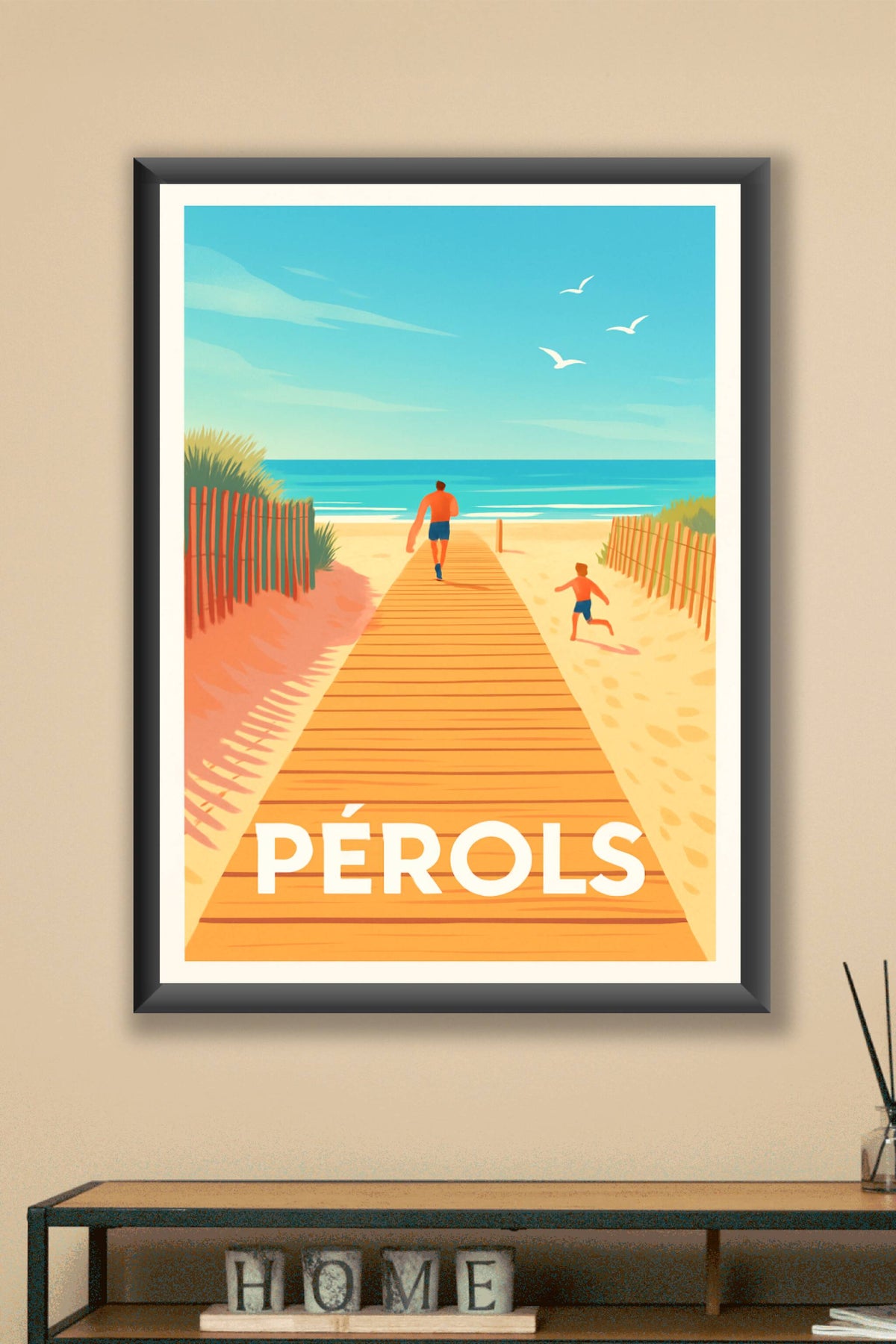 Affiche Pérols — Évasion balnéaire ensoleillée · poster d'art de Pérols