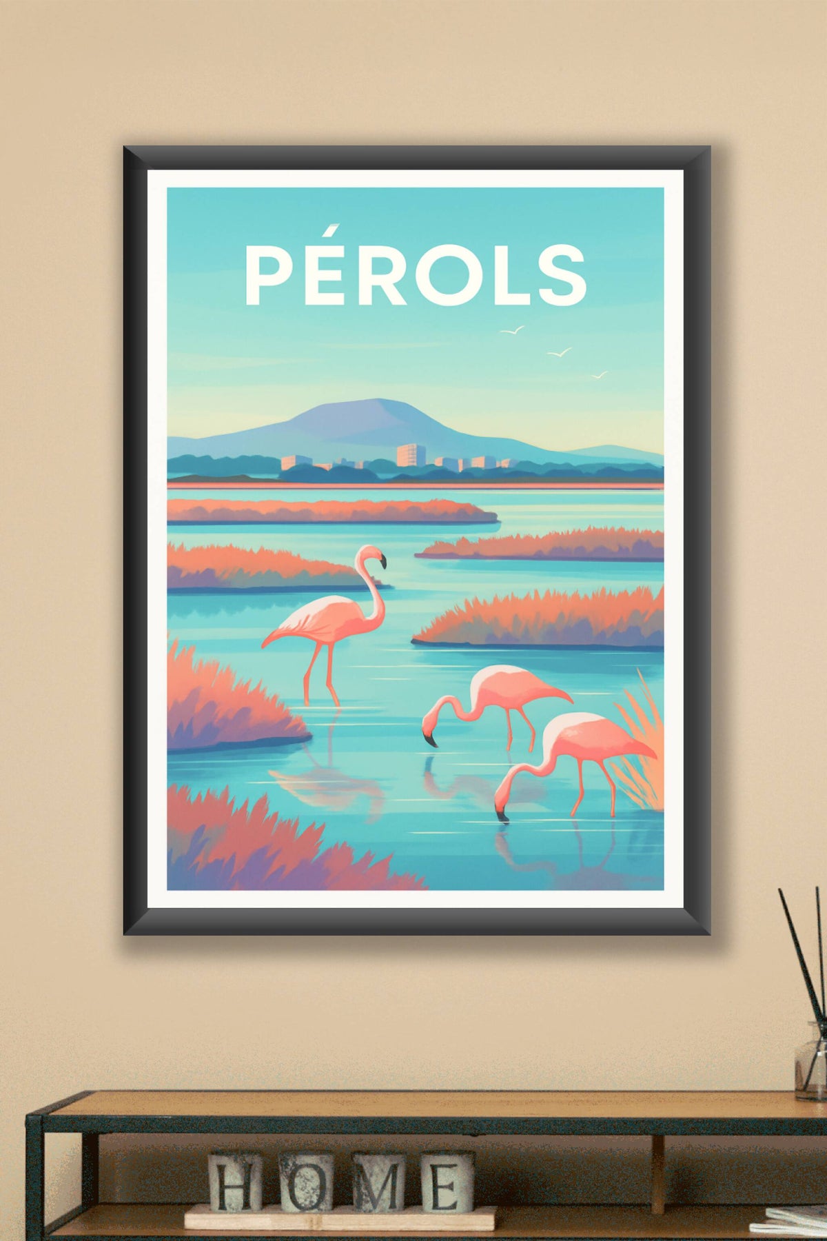 Affiche Pérols — Évasion nature et flamants roses · poster d'art de Pérols