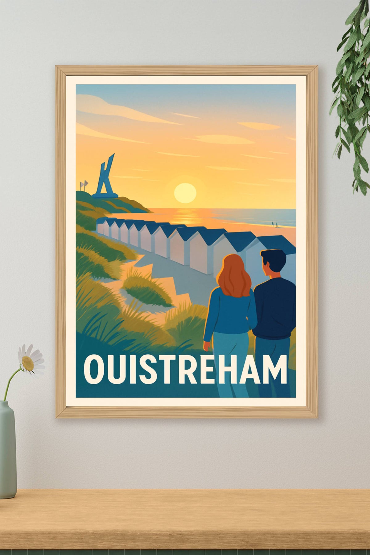 Affiche Ouistreham — Promenade au coucher du soleil · poster d'art de Ouistreham