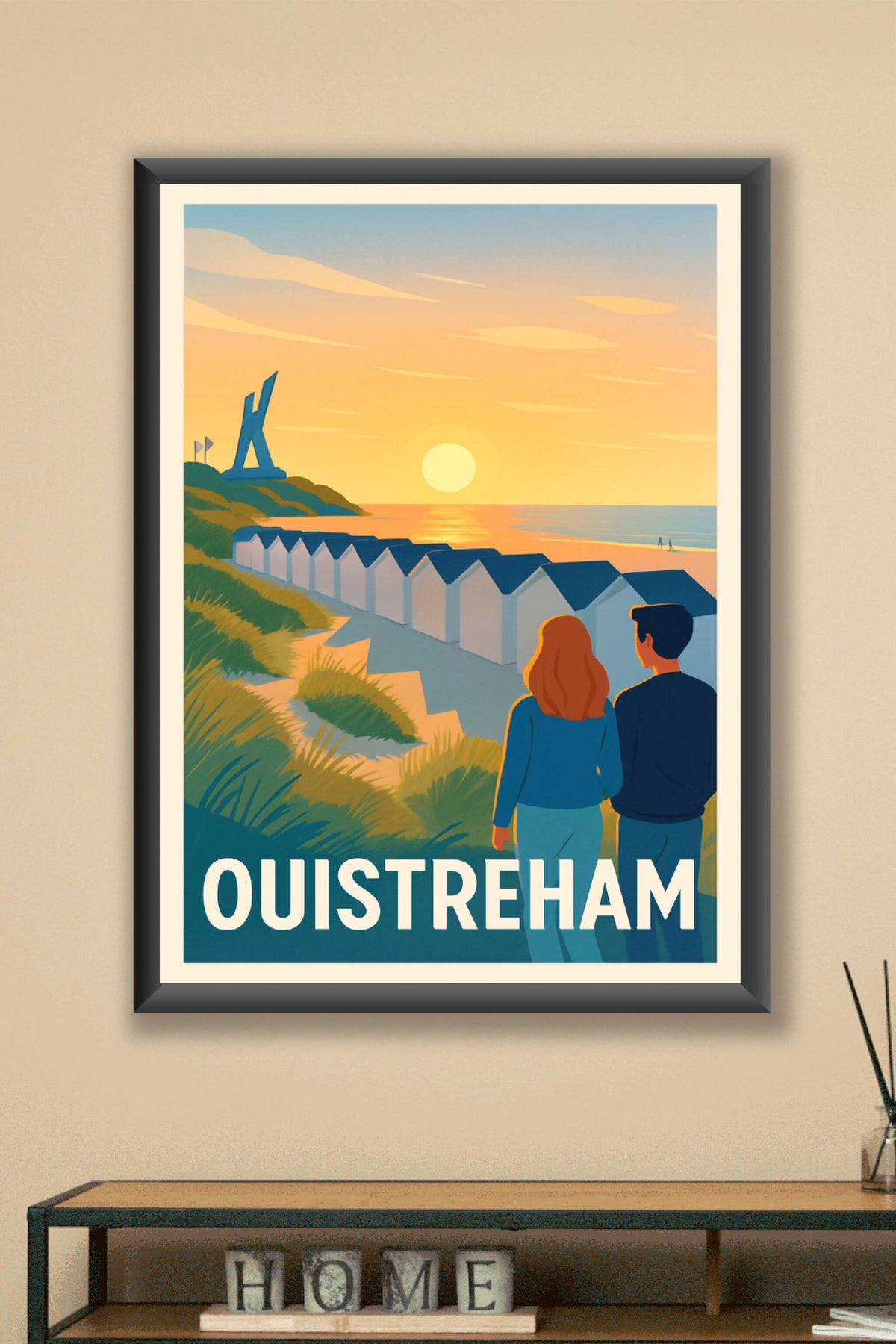 Affiche Ouistreham — Promenade au coucher du soleil · poster d'art de Ouistreham