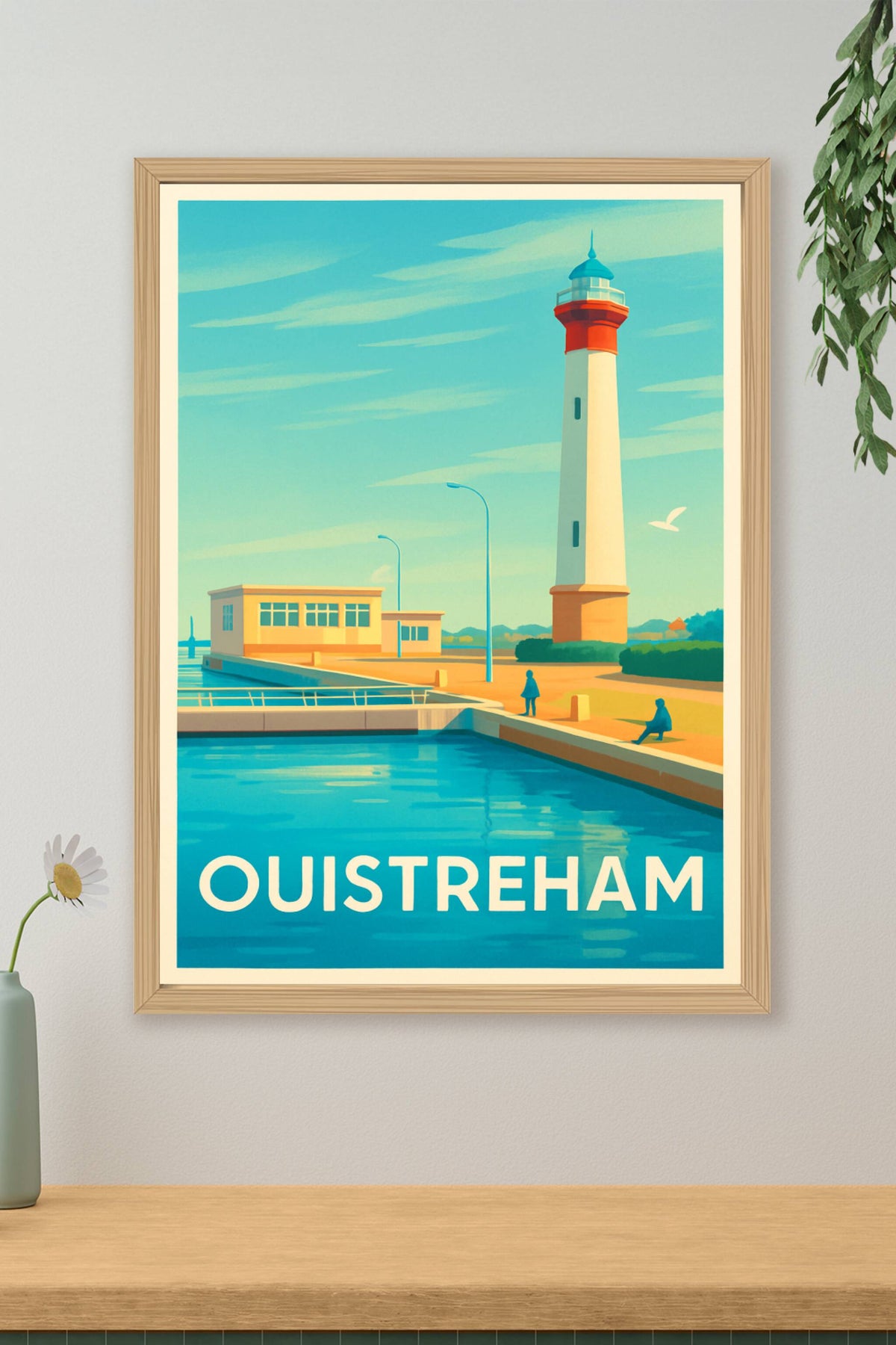 Affiche Ouistreham — Lumières apaisantes du phare côtier · poster d'art de Ouistreham