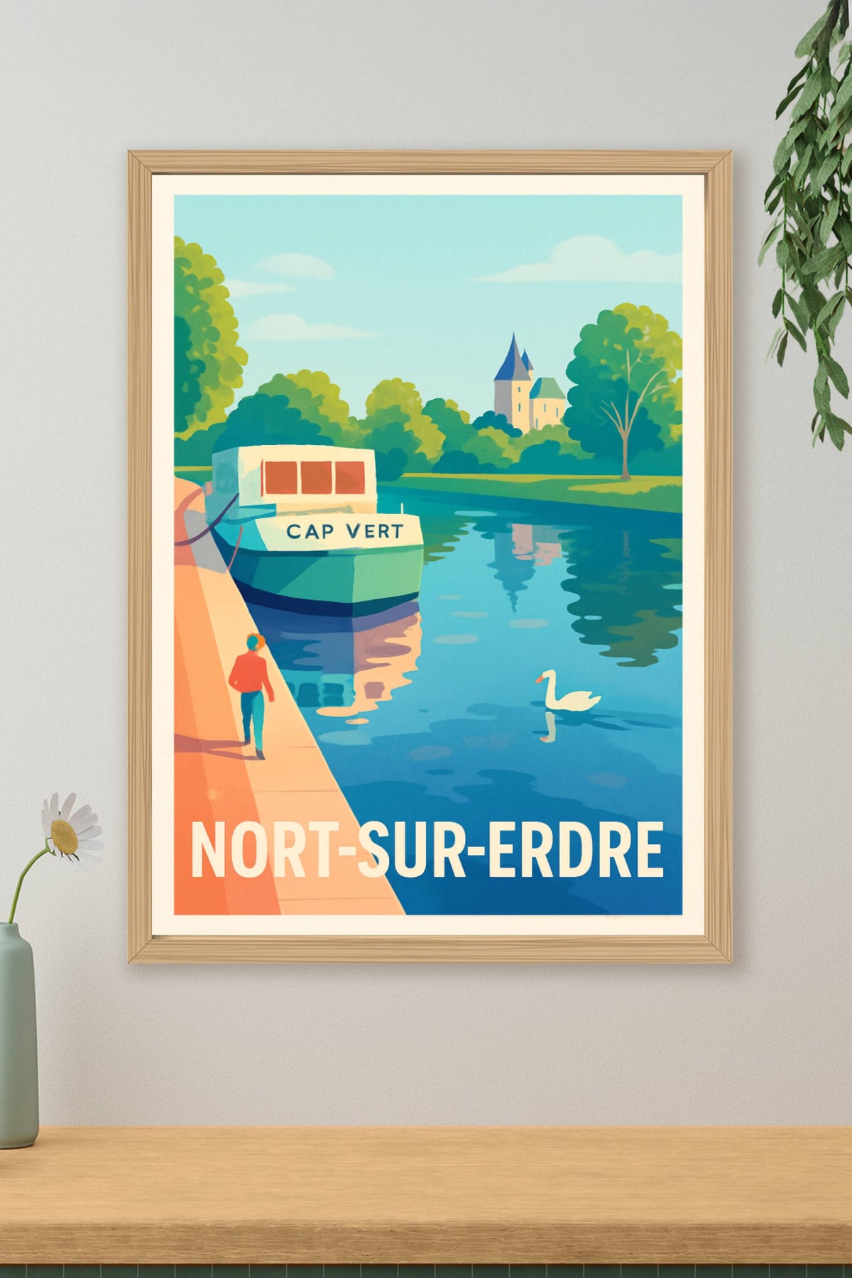 Affiche Nort-sur-Erdre — Sérénité à la rivière · poster d'art de Nort-sur-Erdre