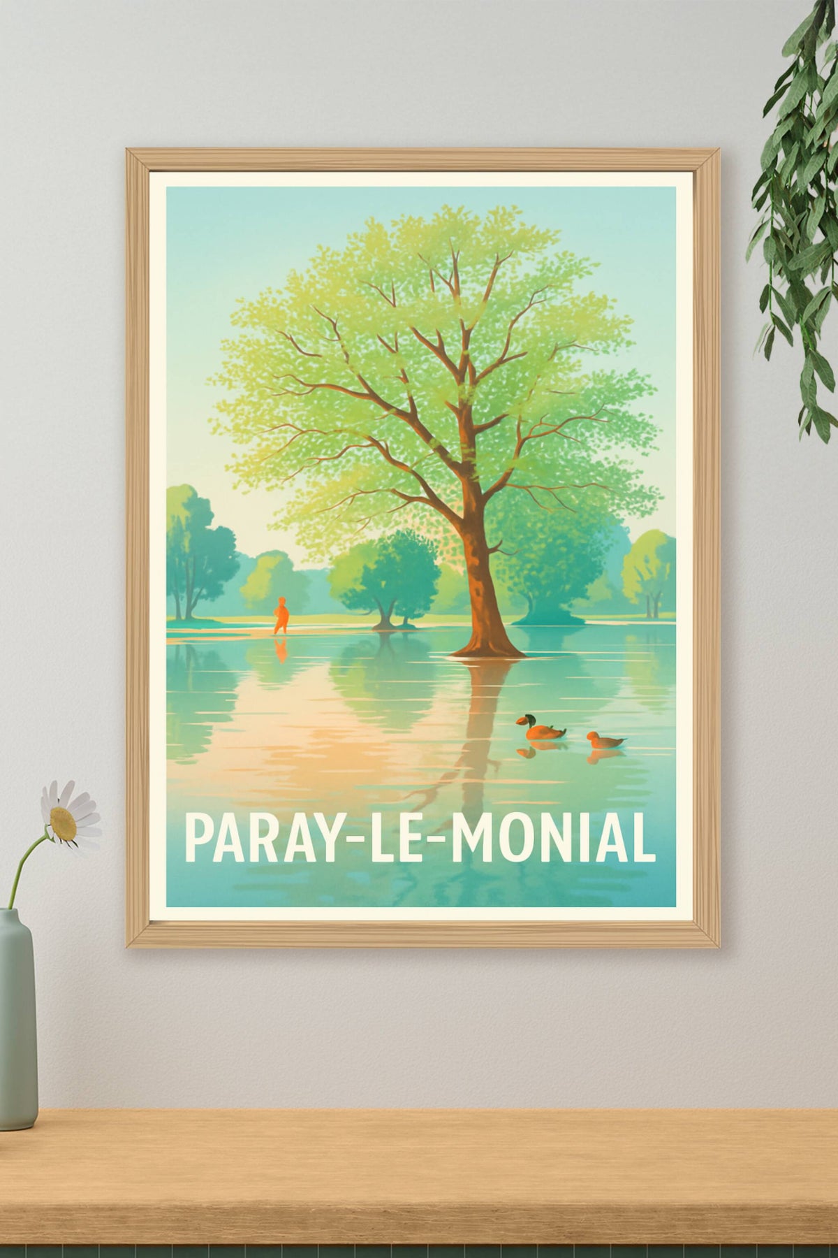 Affiche Paray-le-Monial — Harmonie au bord de l'eau · poster d'art de Paray-le-Monial