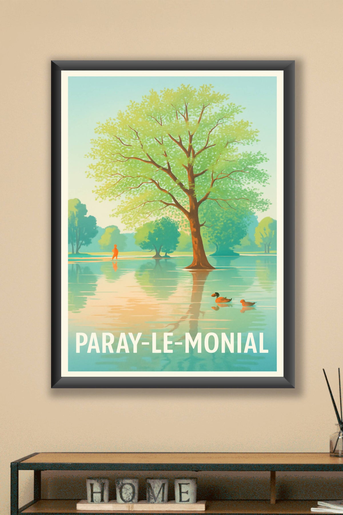 Affiche Paray-le-Monial — Harmonie au bord de l'eau · poster d'art de Paray-le-Monial