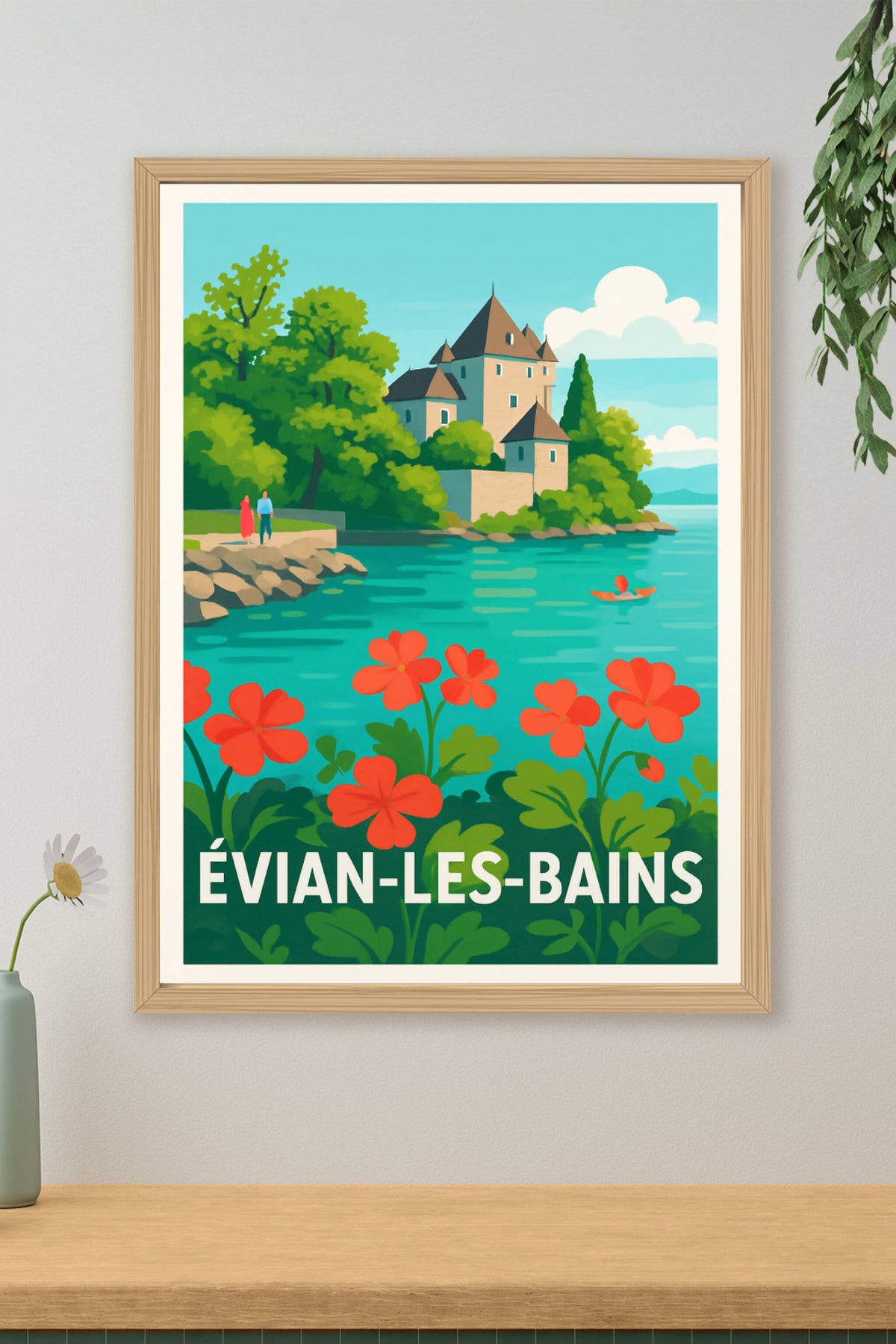 Affiche Évian-les-Bains — Charme et Sérénité au bord du Lac Léman · poster d'art de Évian-les-Bains