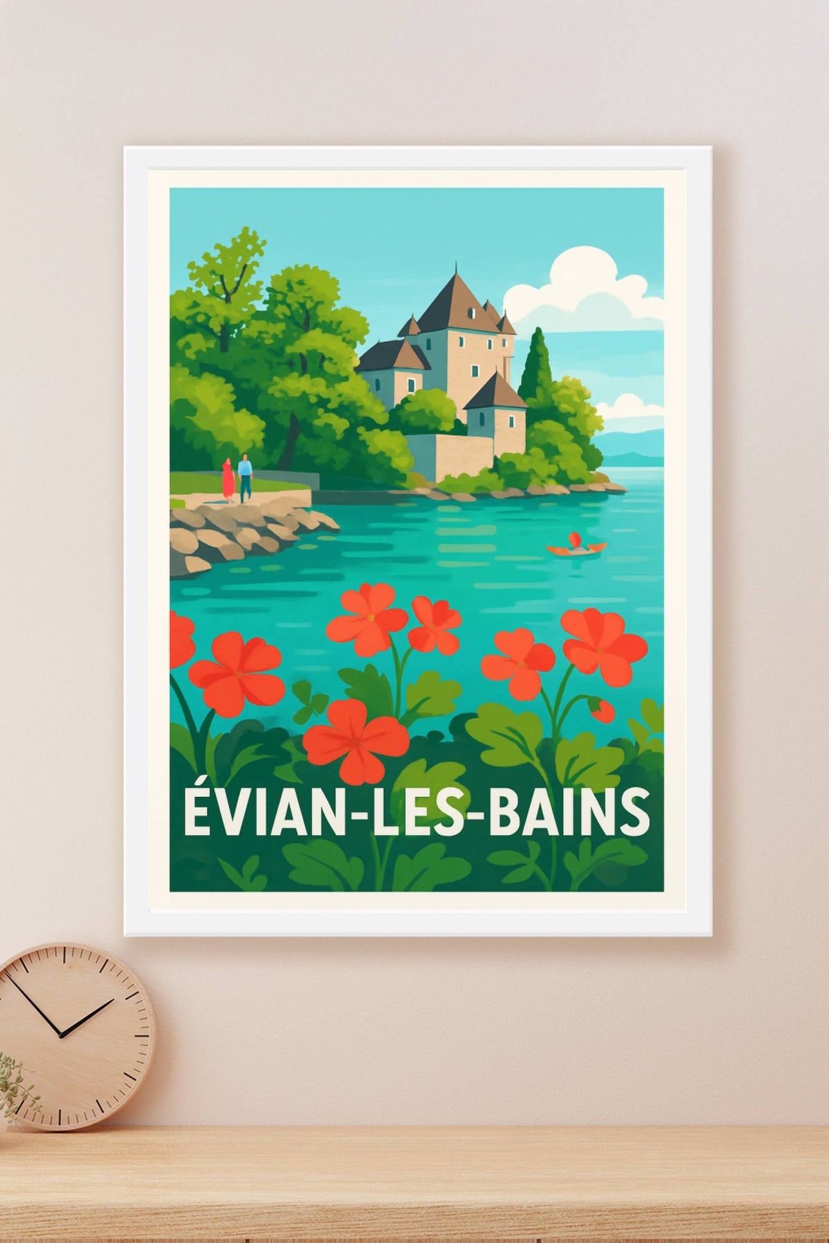 Affiche Évian-les-Bains — Charme et Sérénité au bord du Lac Léman · poster d'art de Évian-les-Bains