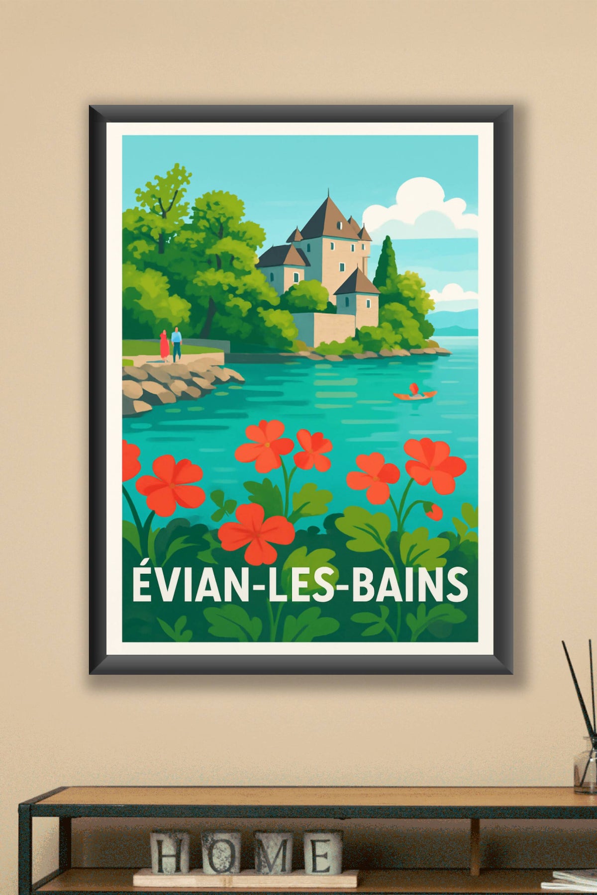 Affiche Évian-les-Bains — Charme et Sérénité au bord du Lac Léman · poster d'art de Évian-les-Bains