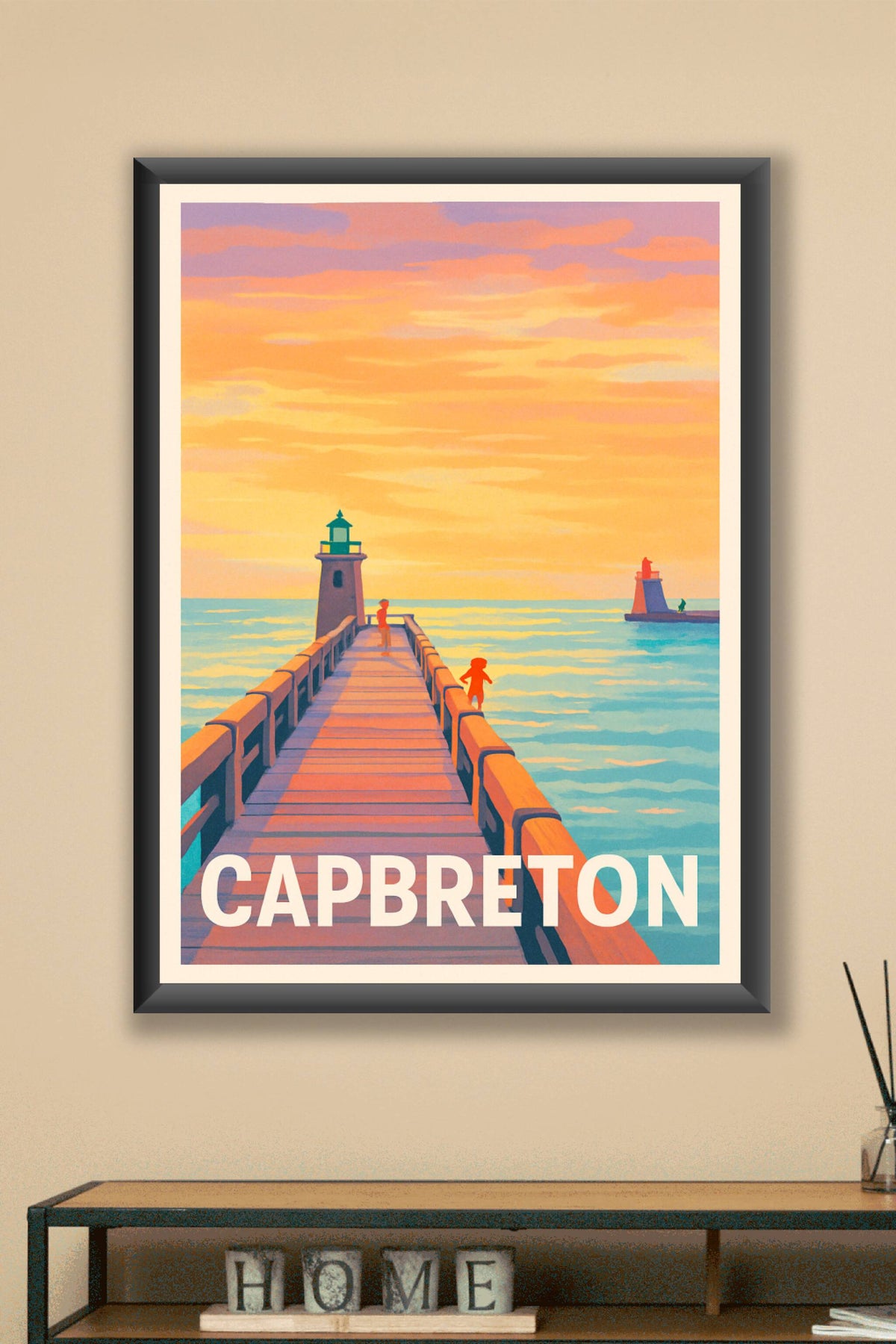 Affiche Capbreton — L'évasion au bout du quai au coucher du soleil · poster d'art de Capbreton
