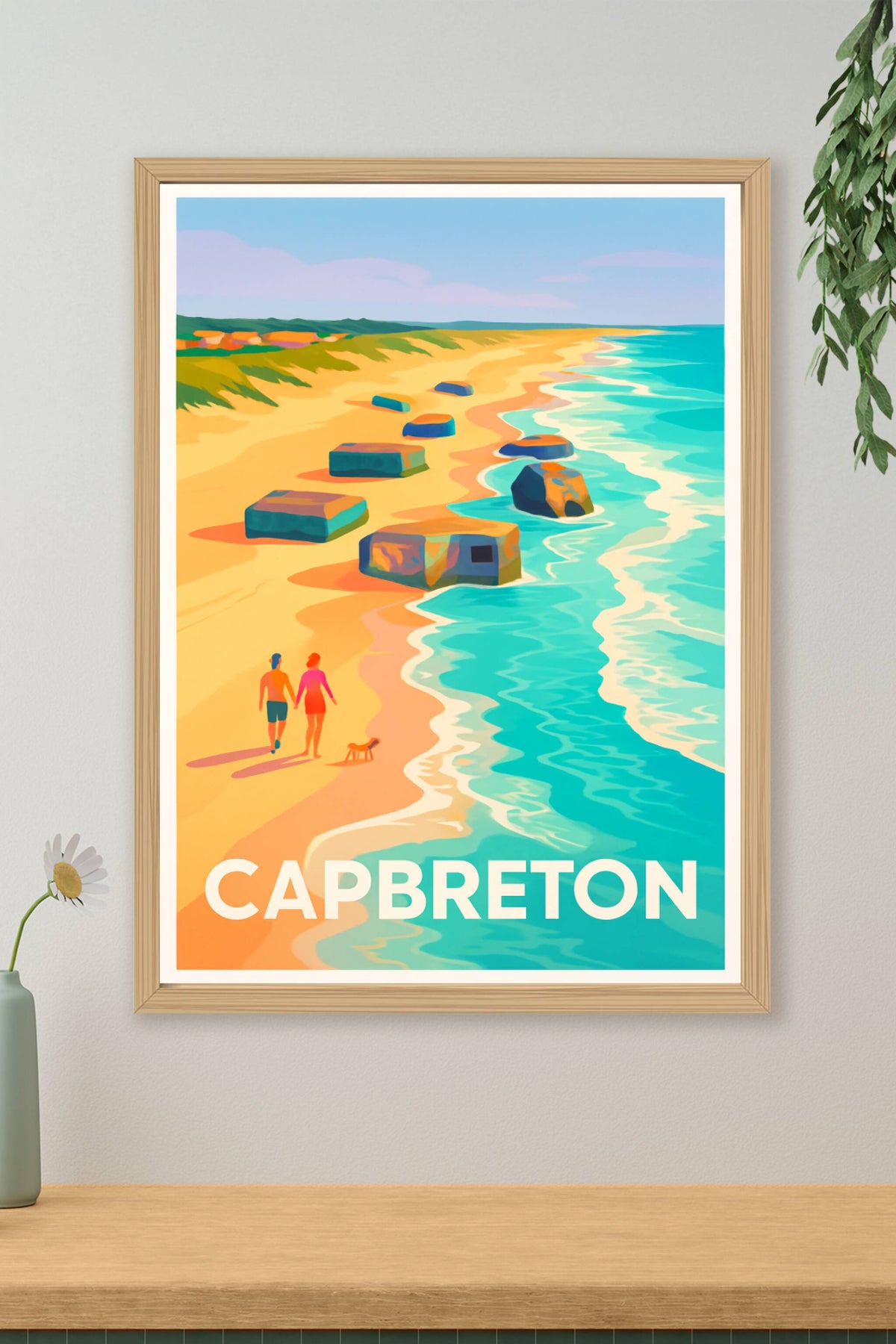 Affiche Capbreton — Promenade en bord de mer ensoleillée · poster d'art de Capbreton
