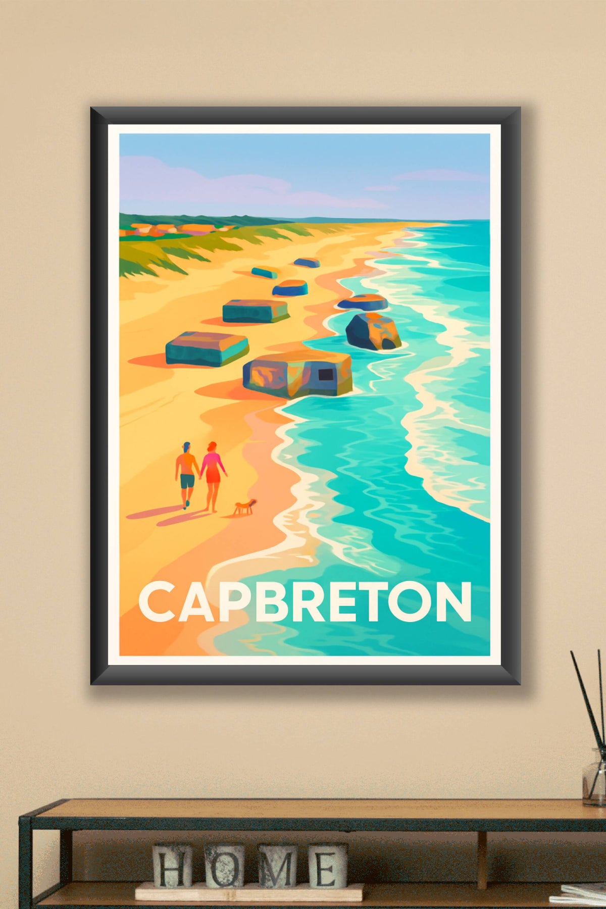 Affiche Capbreton — Promenade en bord de mer ensoleillée · poster d'art de Capbreton