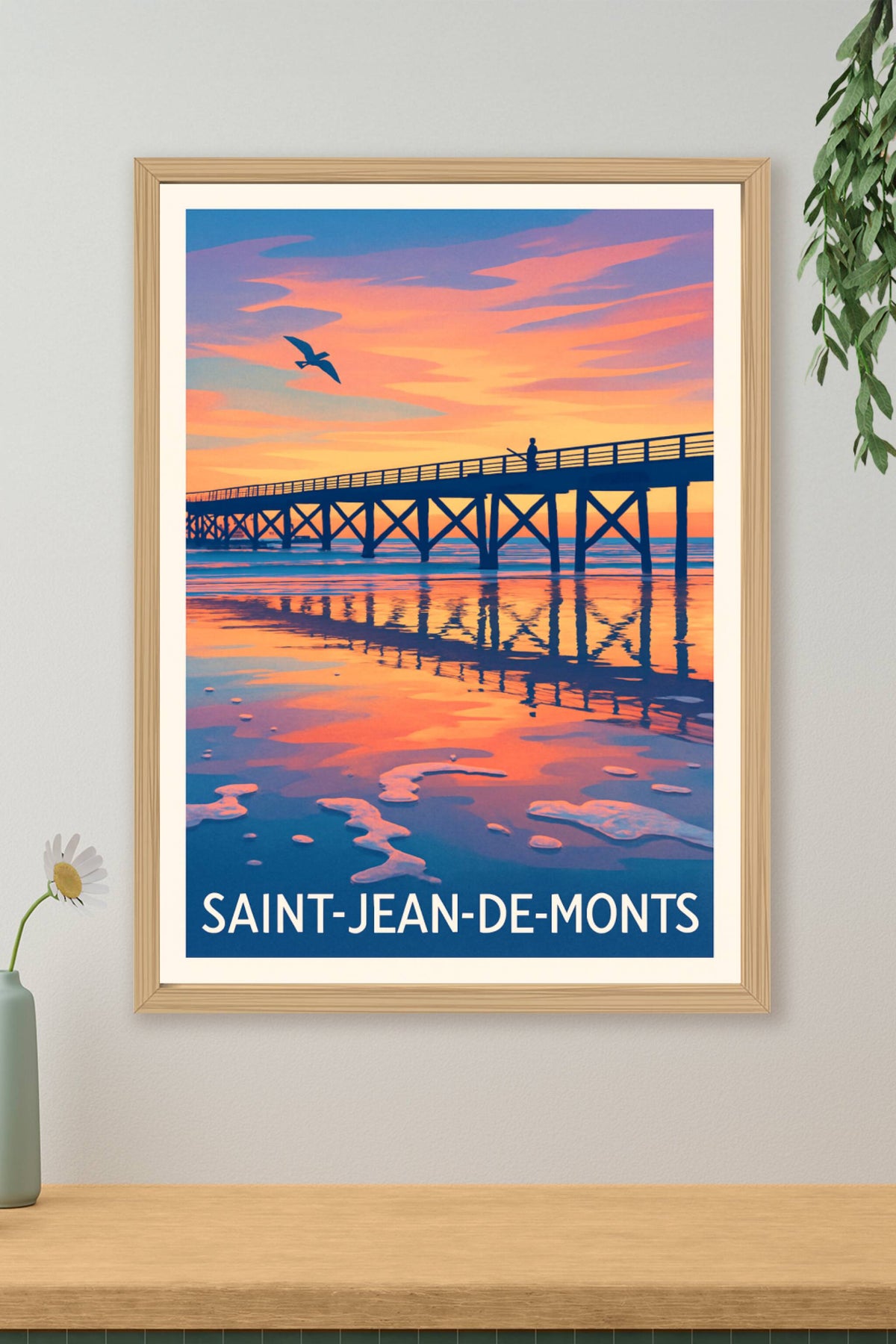 Affiche Saint-Jean-de-Monts — Sérénité au coucher du soleil · poster d'art de Saint-Jean-de-Monts