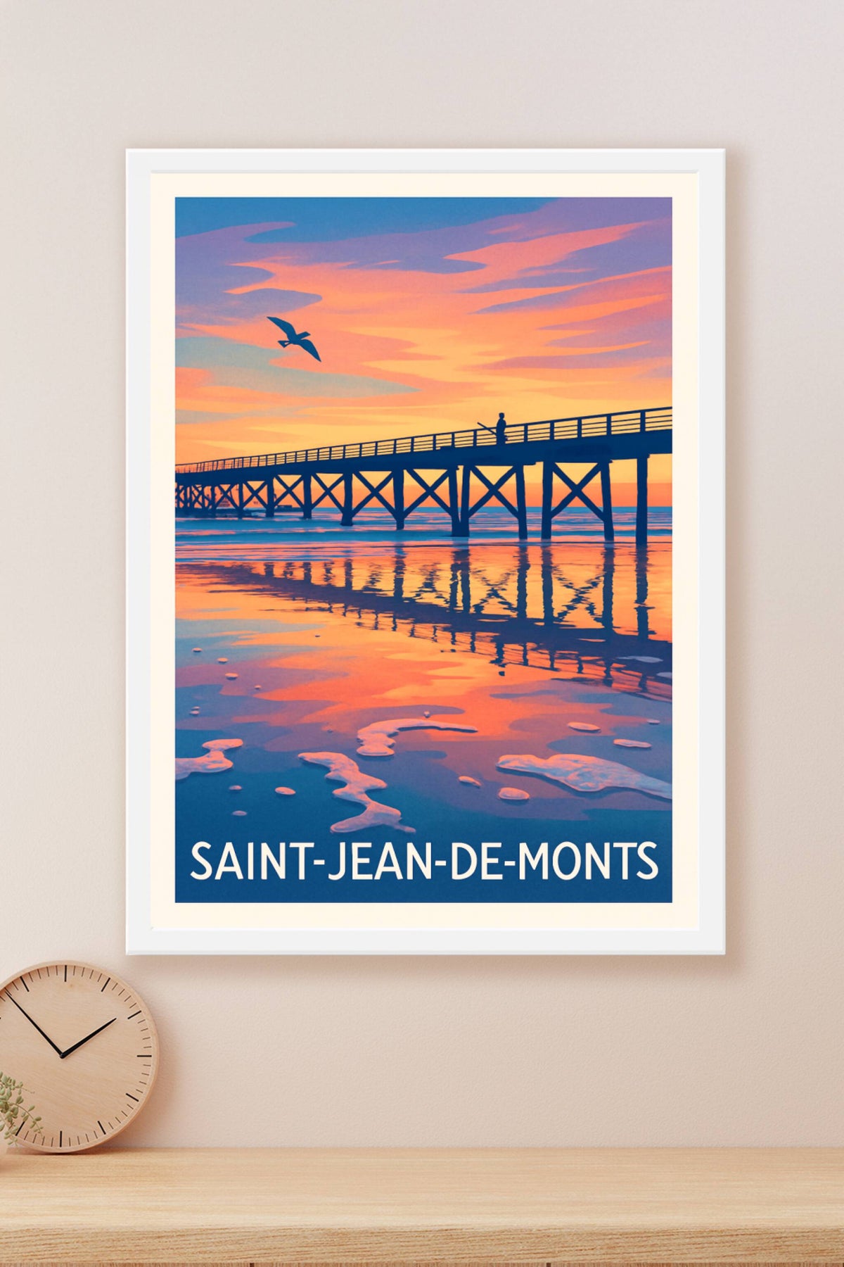 Affiche Saint-Jean-de-Monts — Sérénité au coucher du soleil · poster d'art de Saint-Jean-de-Monts