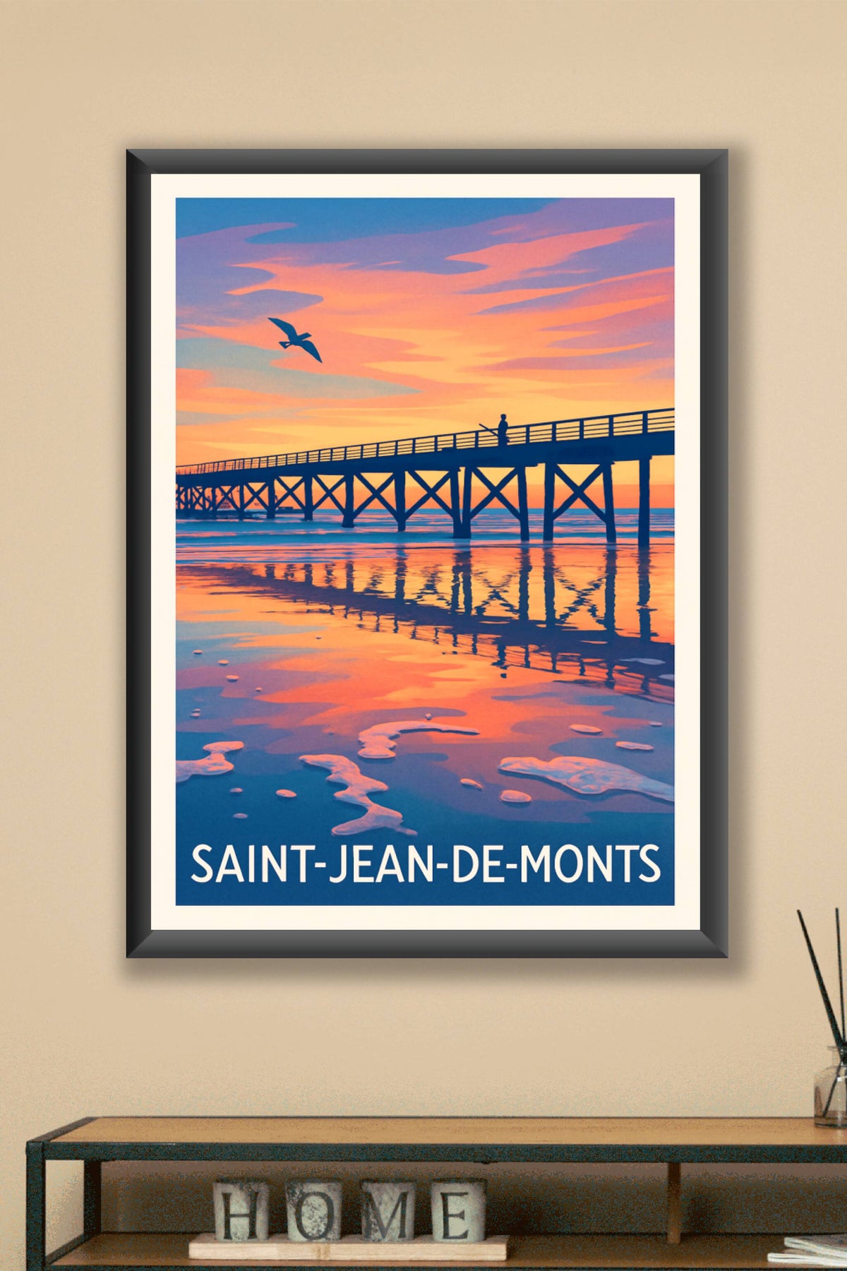 Affiche Saint-Jean-de-Monts — Sérénité au coucher du soleil · poster d'art de Saint-Jean-de-Monts