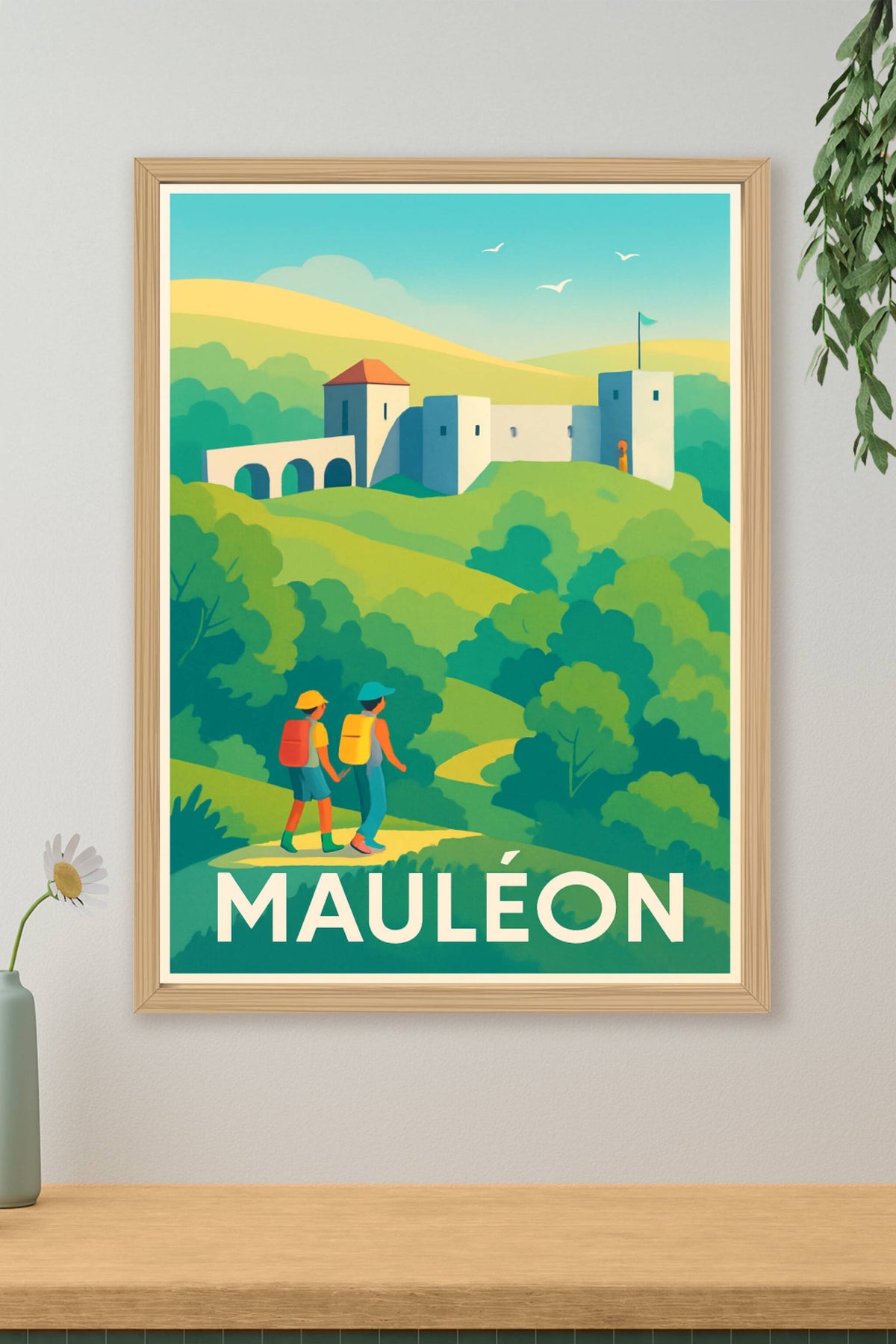 Affiche Mauléon — Promenade bucolique au château · poster d'art de Mauléon