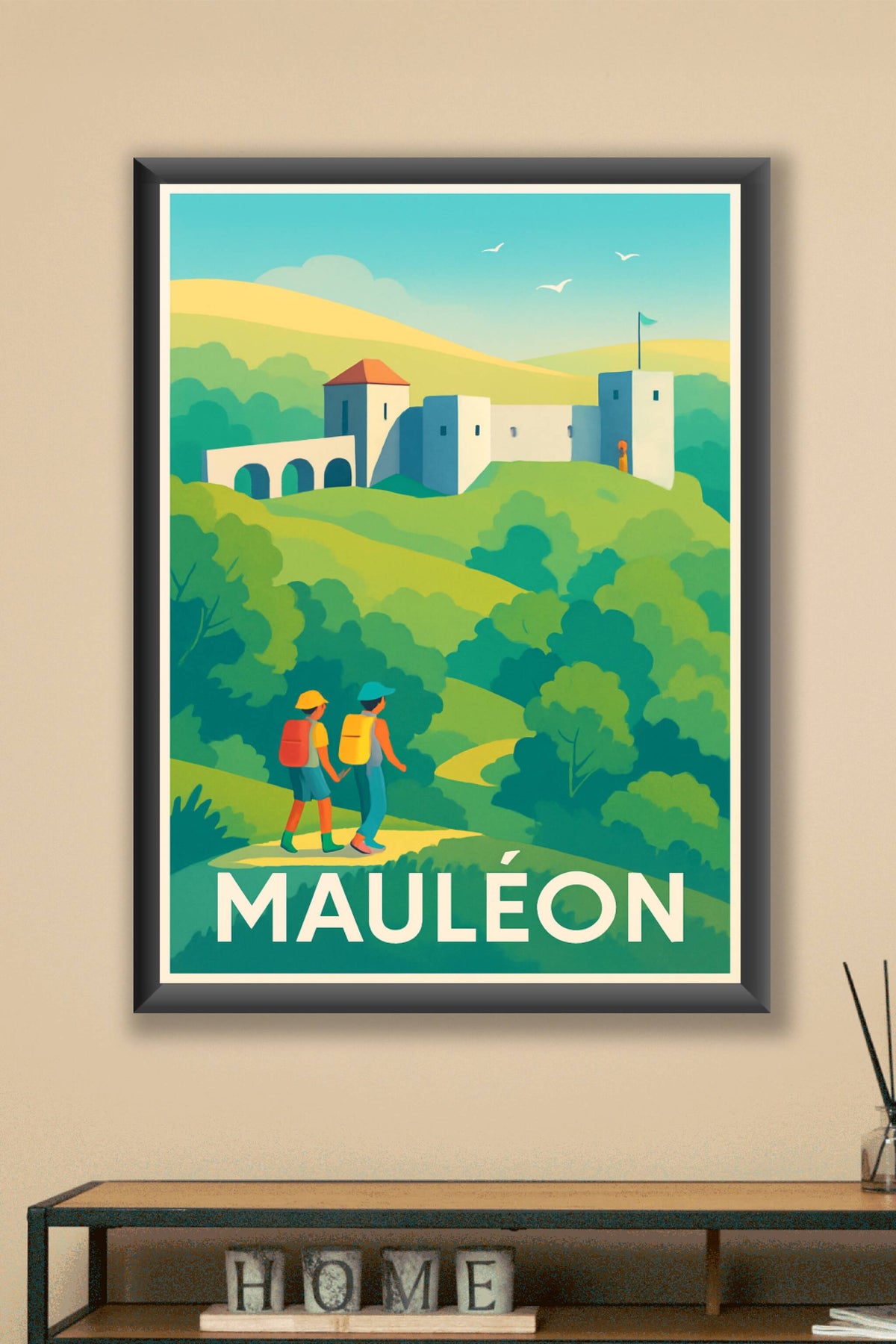 Affiche Mauléon — Promenade bucolique au château · poster d'art de Mauléon