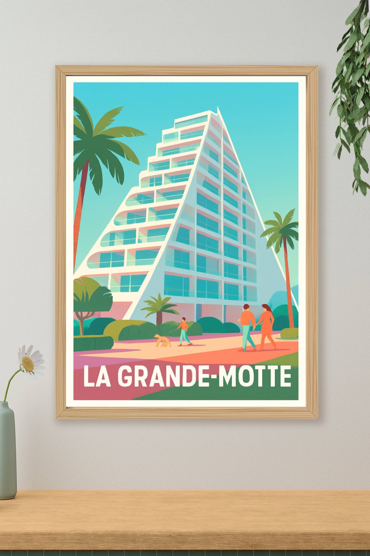 Affiche La Grande-Motte — Architecture et douceur de vivre en bord de mer · poster d'art de La Grande-Motte