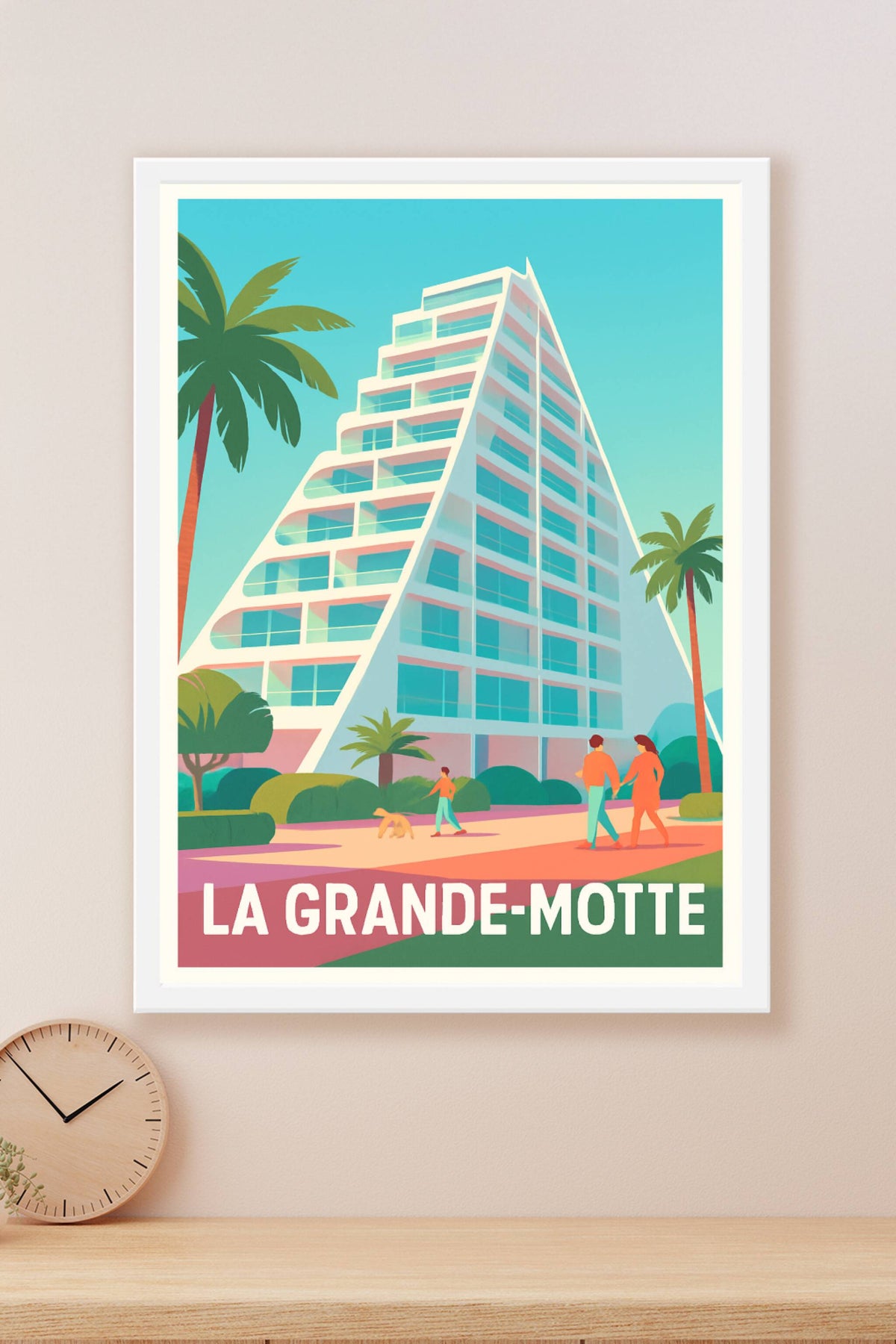 Affiche La Grande-Motte — Architecture et douceur de vivre en bord de mer · poster d'art de La Grande-Motte