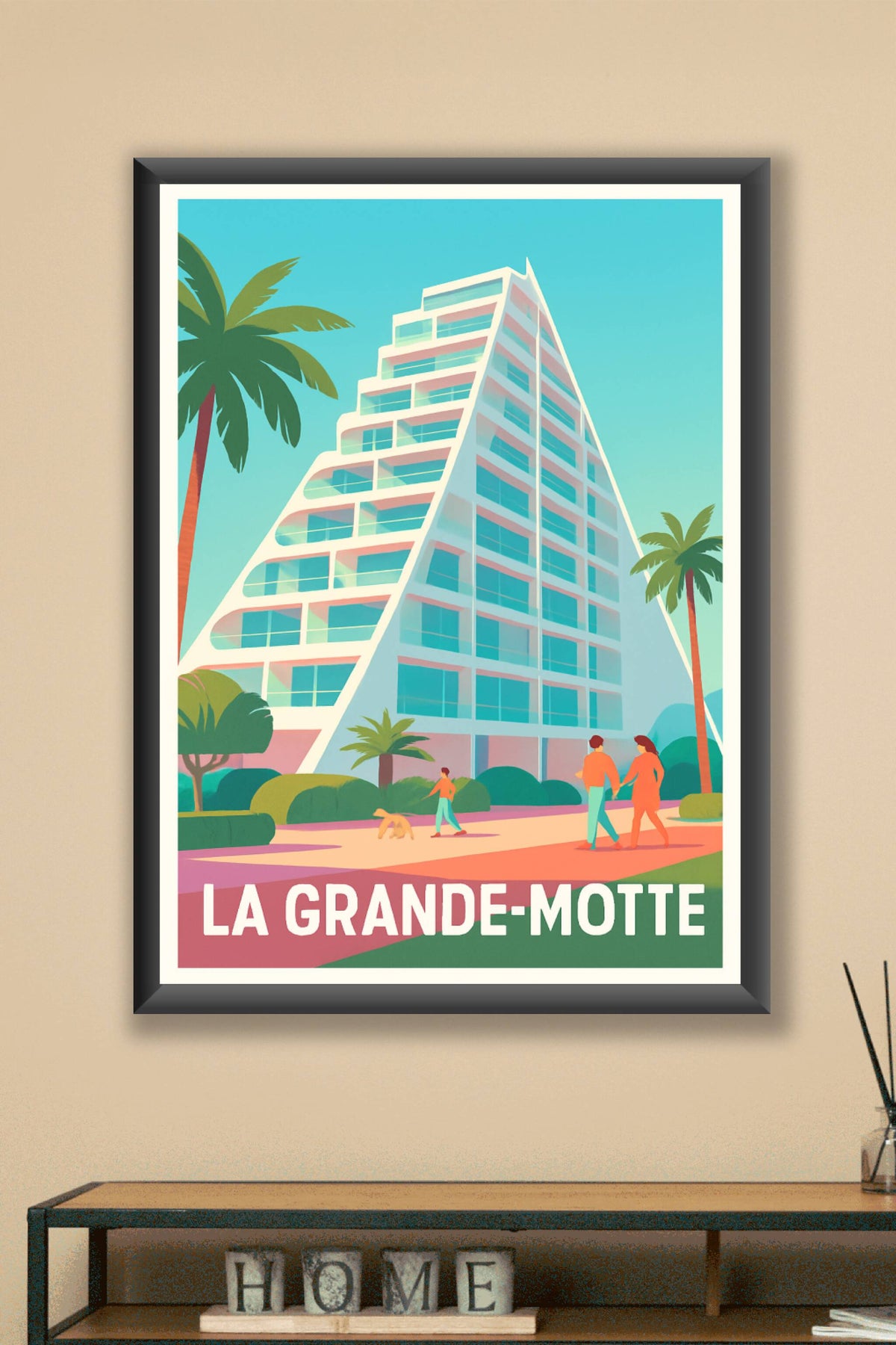 Affiche La Grande-Motte — Architecture et douceur de vivre en bord de mer · poster d'art de La Grande-Motte